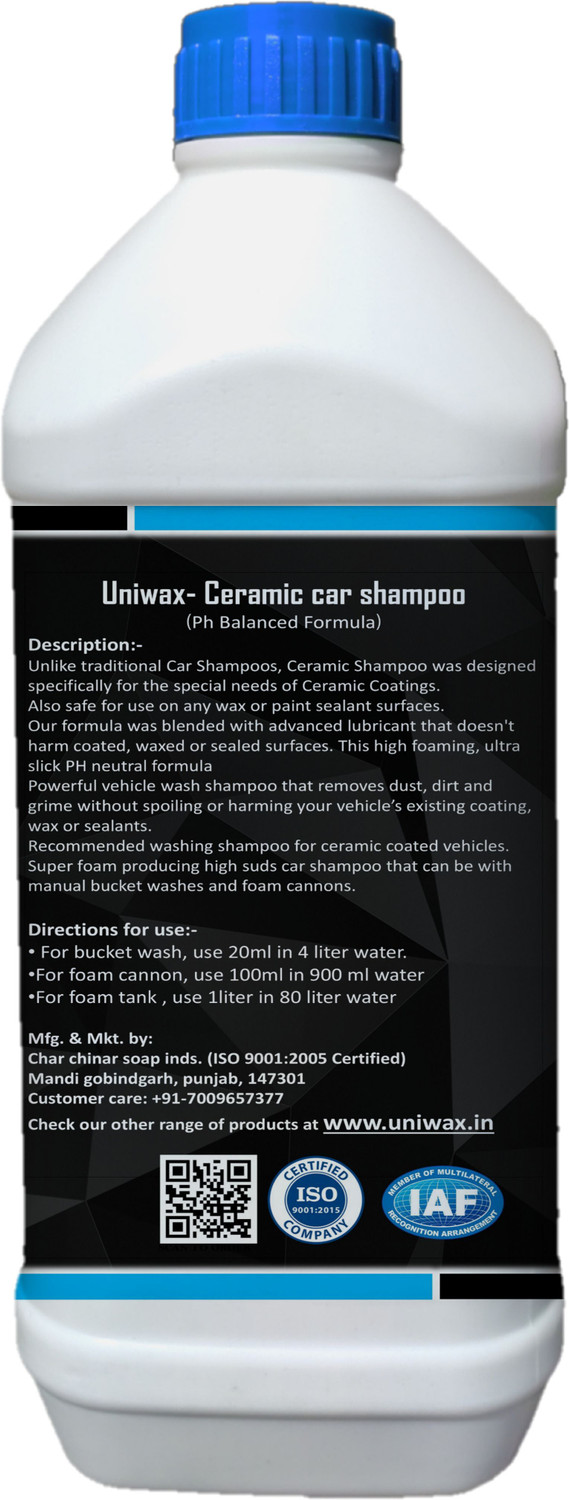 Image of uniwax Premium Ceramic Car Shampoo - Ultra Shine & Protection Car Washing Liquid (1000 ml)