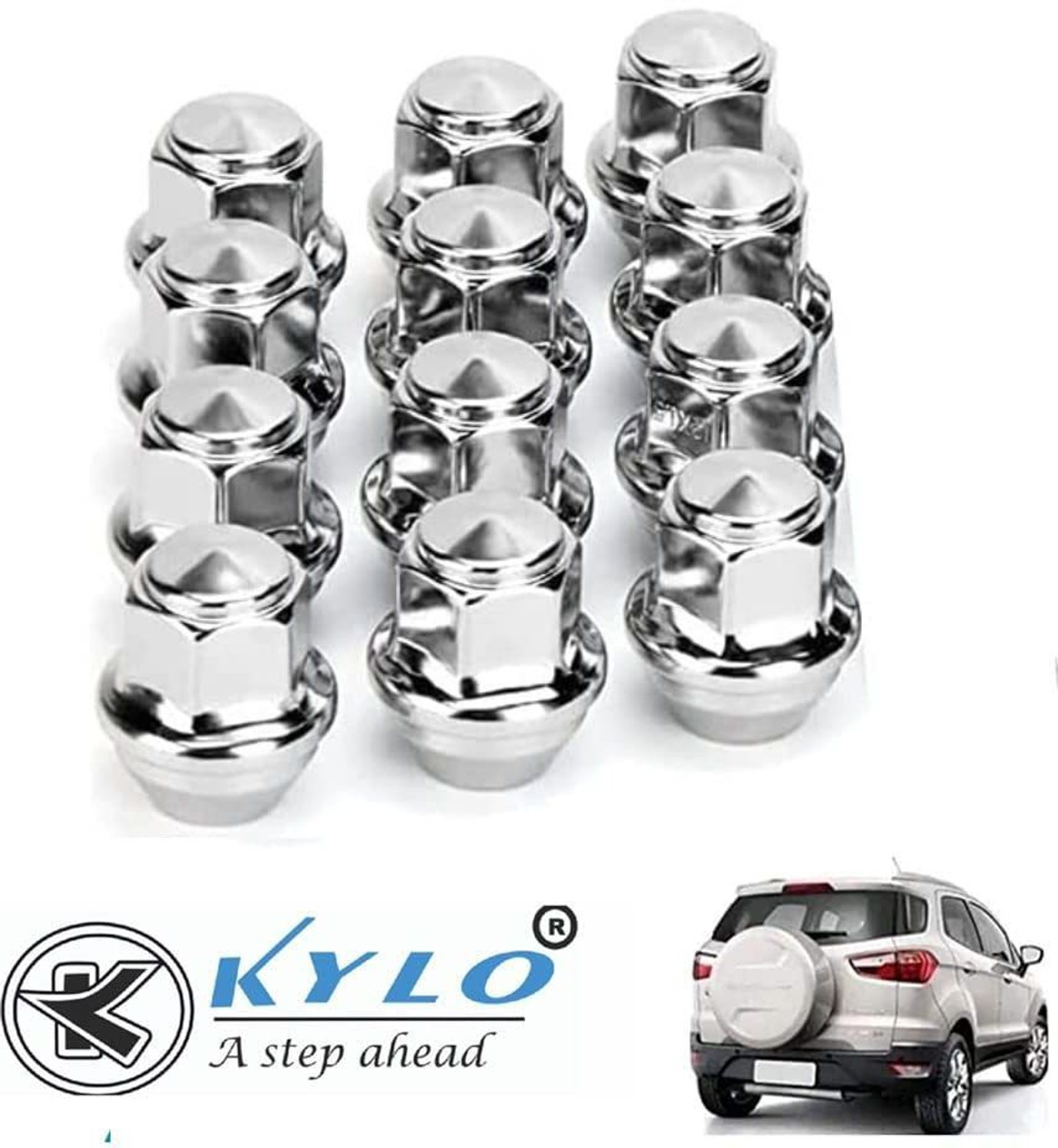 Image of KYLO Wheel Nut suitable for Ford Ecosport and Fiesta (Set of 12 Pcs) Wheel Studs