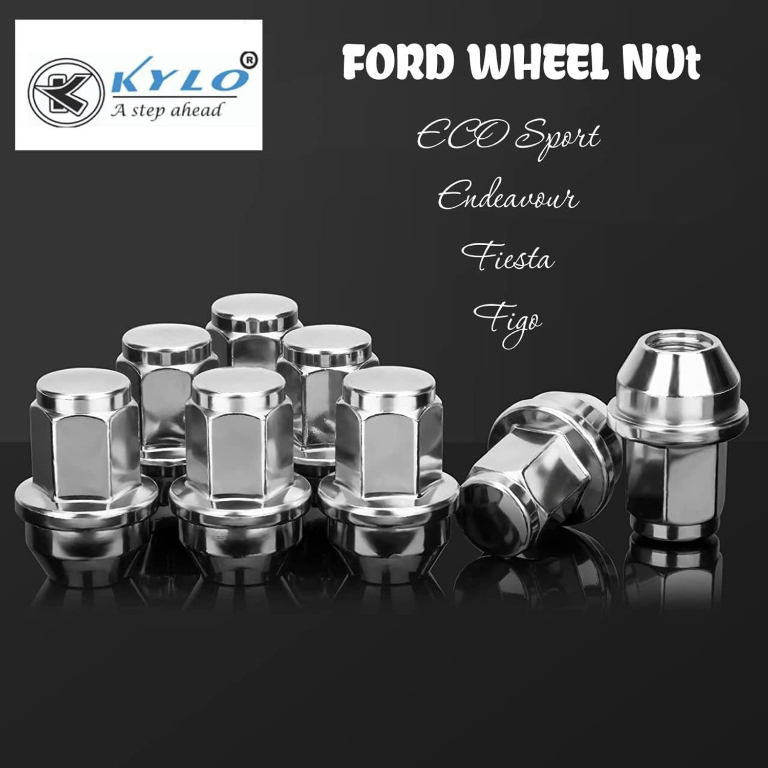 Image of KYLO Wheel Nut suitable for Ford Ecosport and Fiesta (Set of 12 Pcs) Wheel Studs