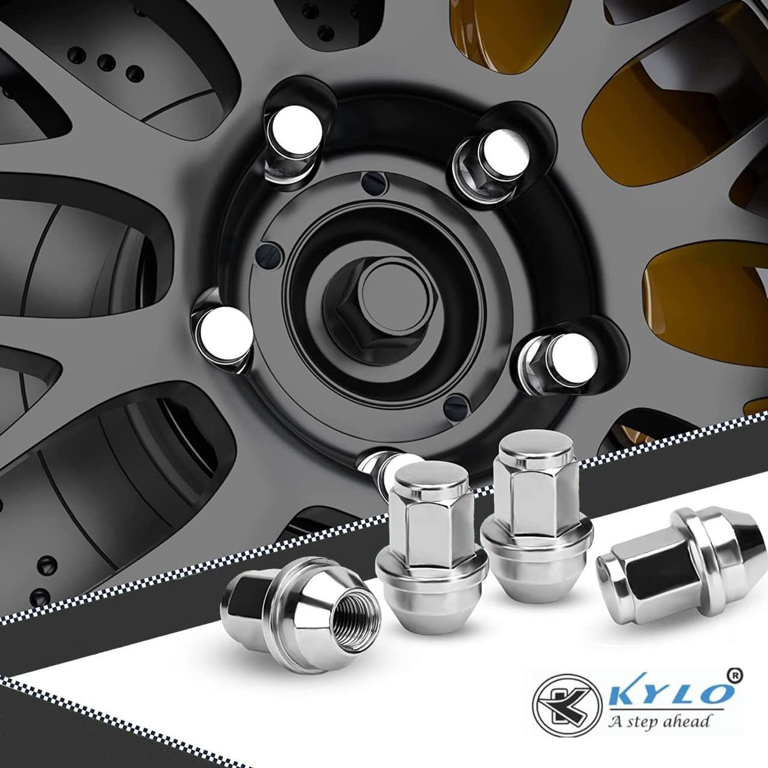 Image of KYLO Wheel Nut suitable for Ford Ecosport and Fiesta (Set of 12 Pcs) Wheel Studs