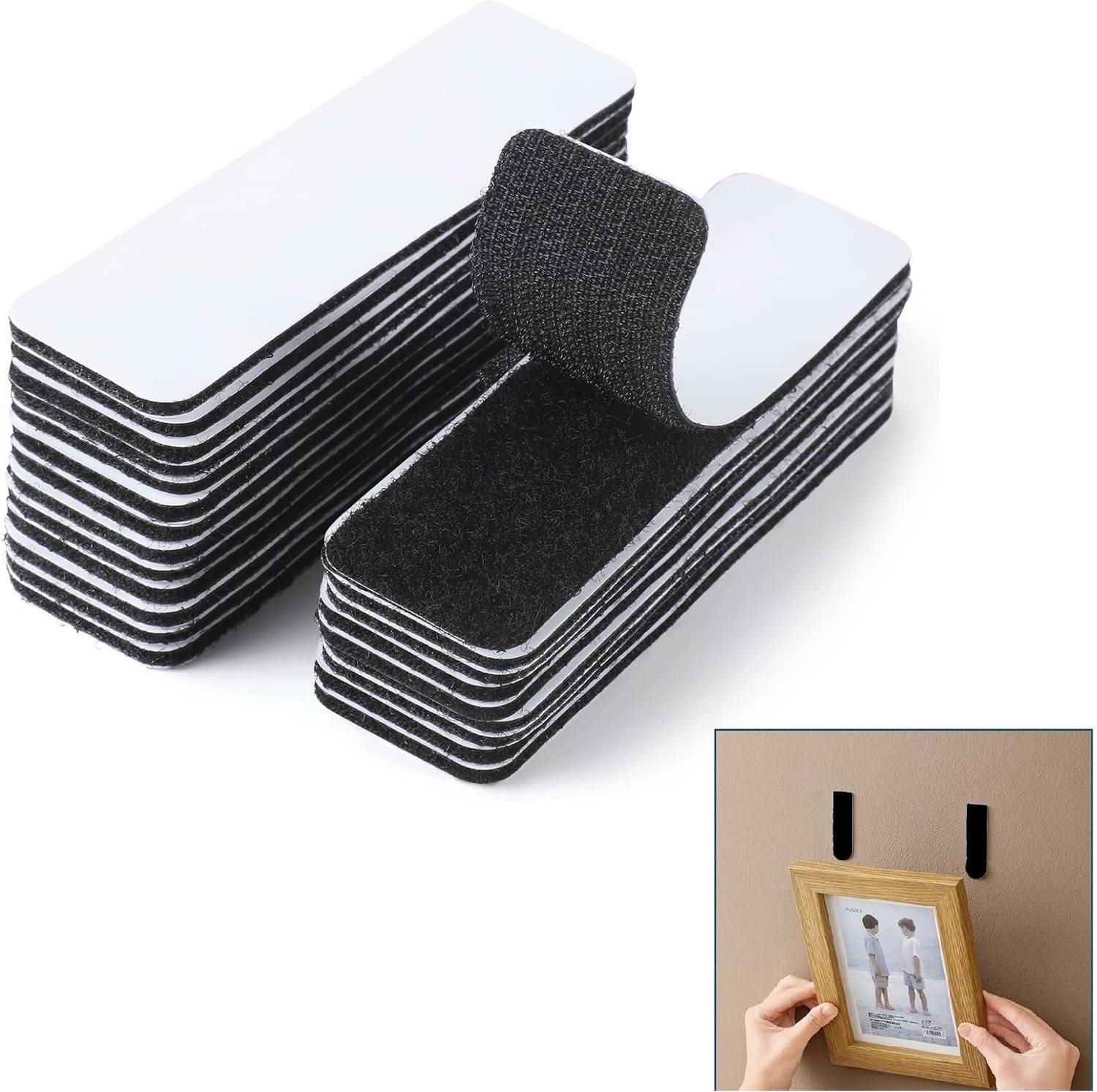 NIRMATSARAY 25 sets Hook and Loop Strips with Adhesive Strong Interlocking Tape Strip Stick-on Velcro