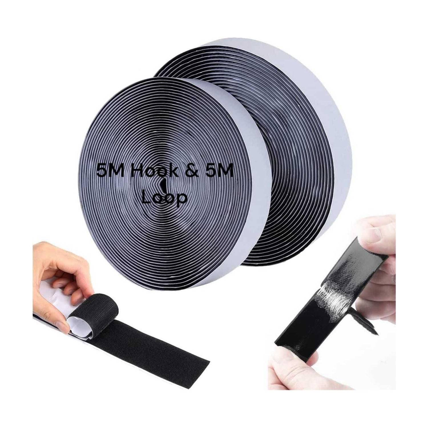 jalaram Self Adhesive Hook and Loop Tape (5M x 25mm) Sew-on Velcro