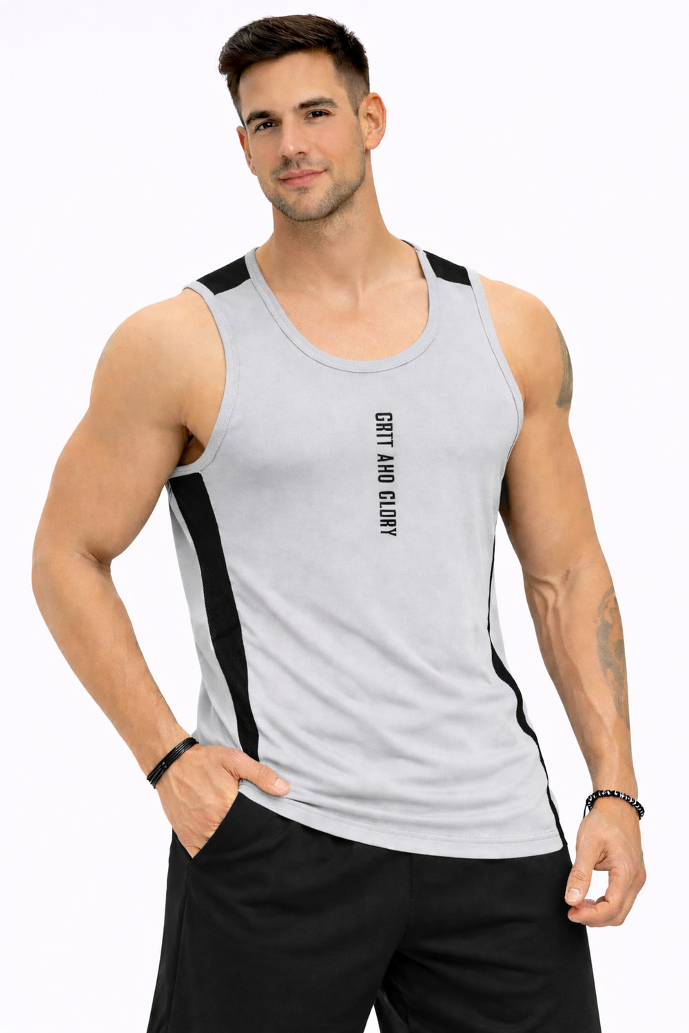 Image of Expert Choice Printed Men Round Neck Black, Grey T-Shirt