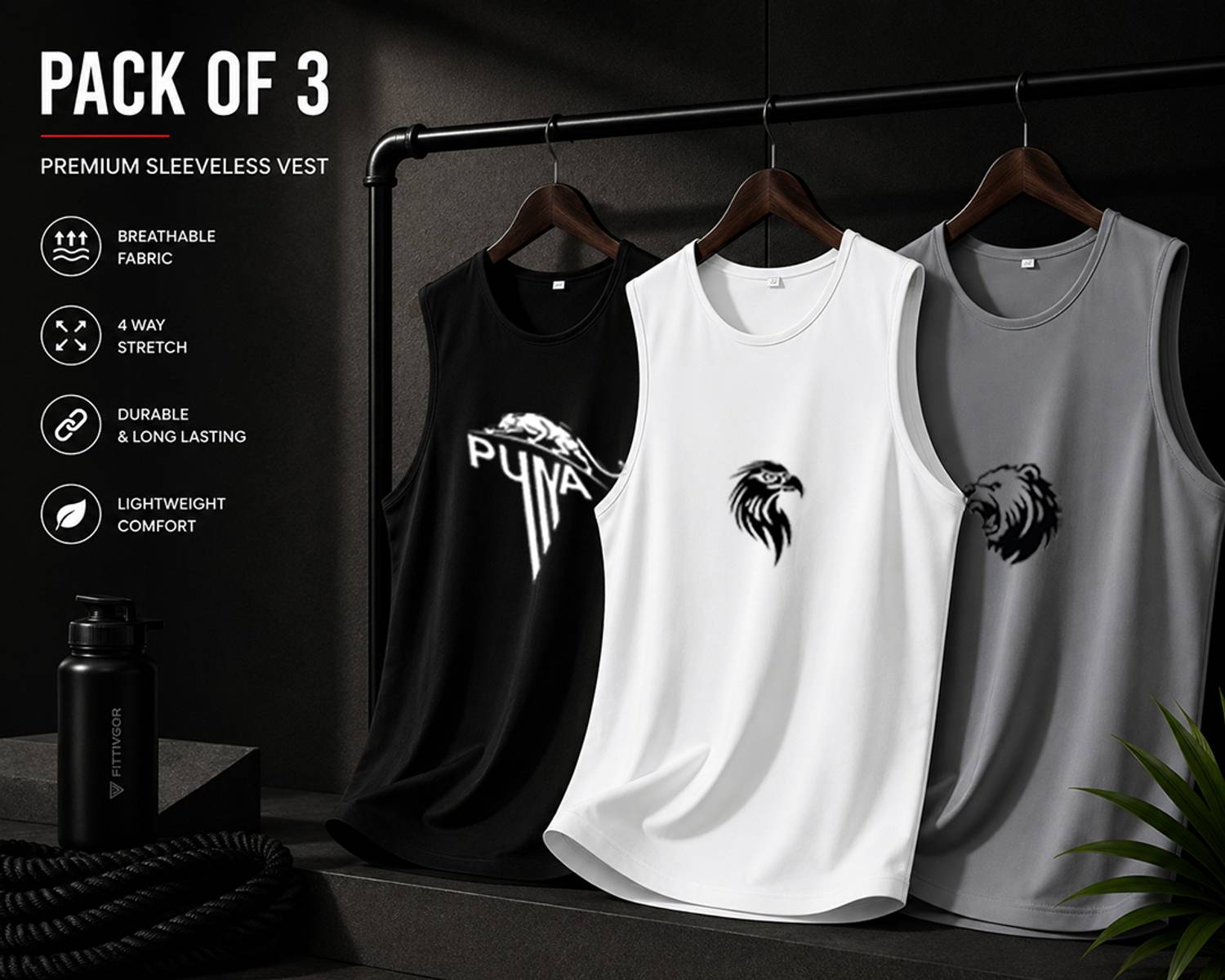 BOXMAN Men Vest Pack of 3 - Image 3