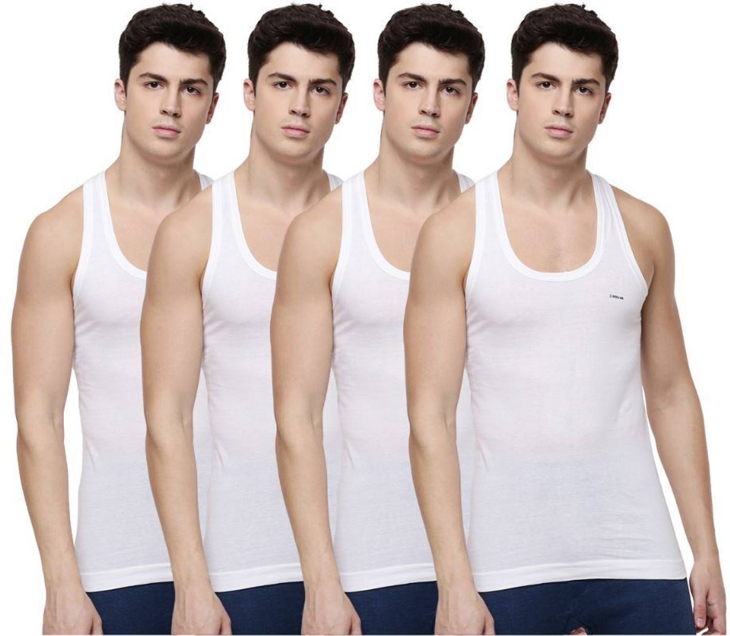 Pack of 4 Dollar Lehar Men Combed Cotton Round Neck Vest -Pack of