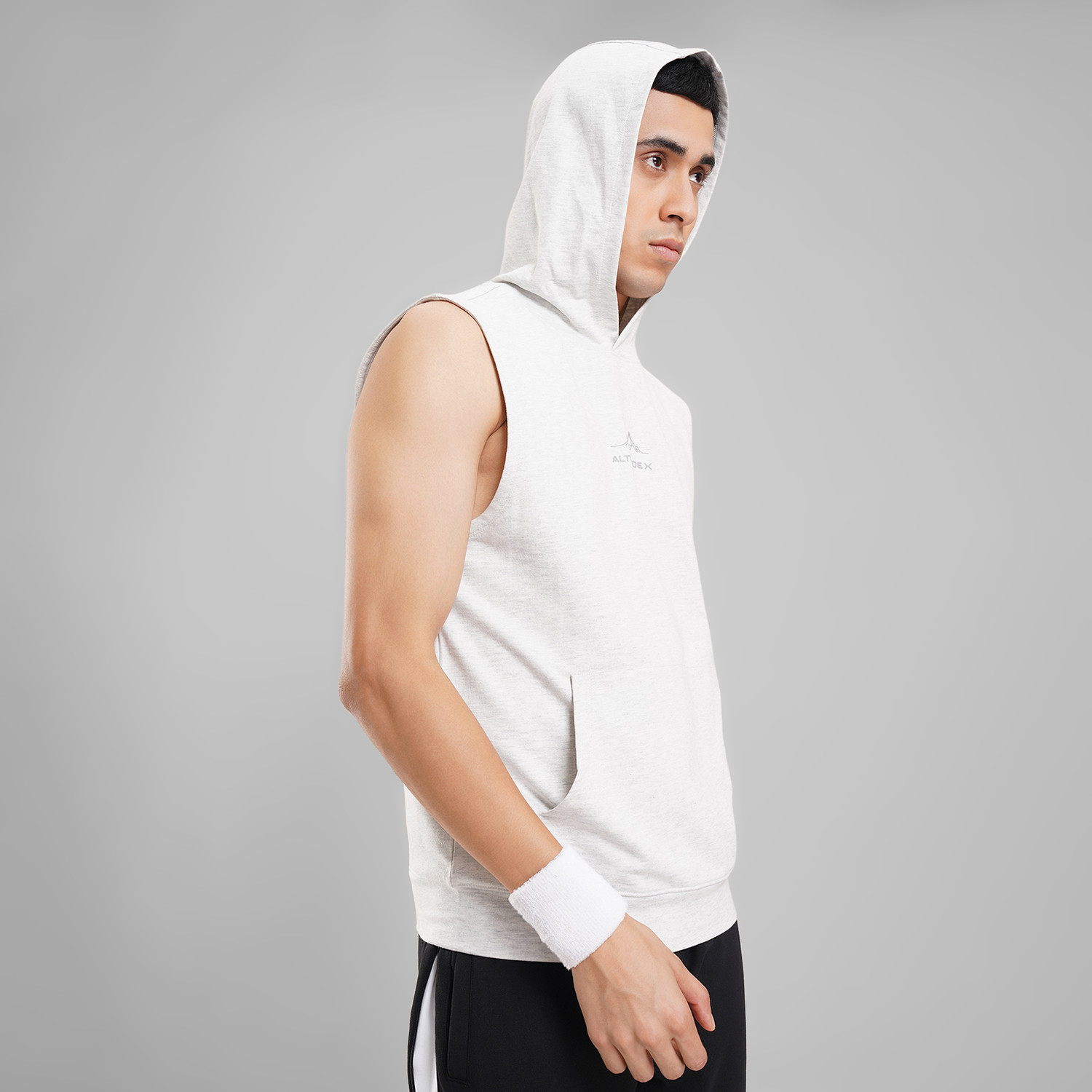 Image of Ajile By Pantaloons Solid Men Hooded Neck Grey T-Shirt