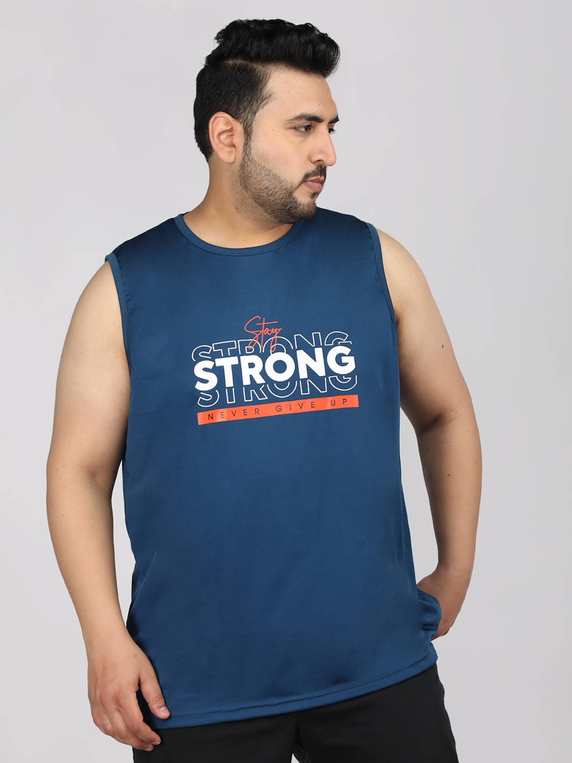 CHKOKKO Printed Men Round Neck Dark Blue T-Shirt