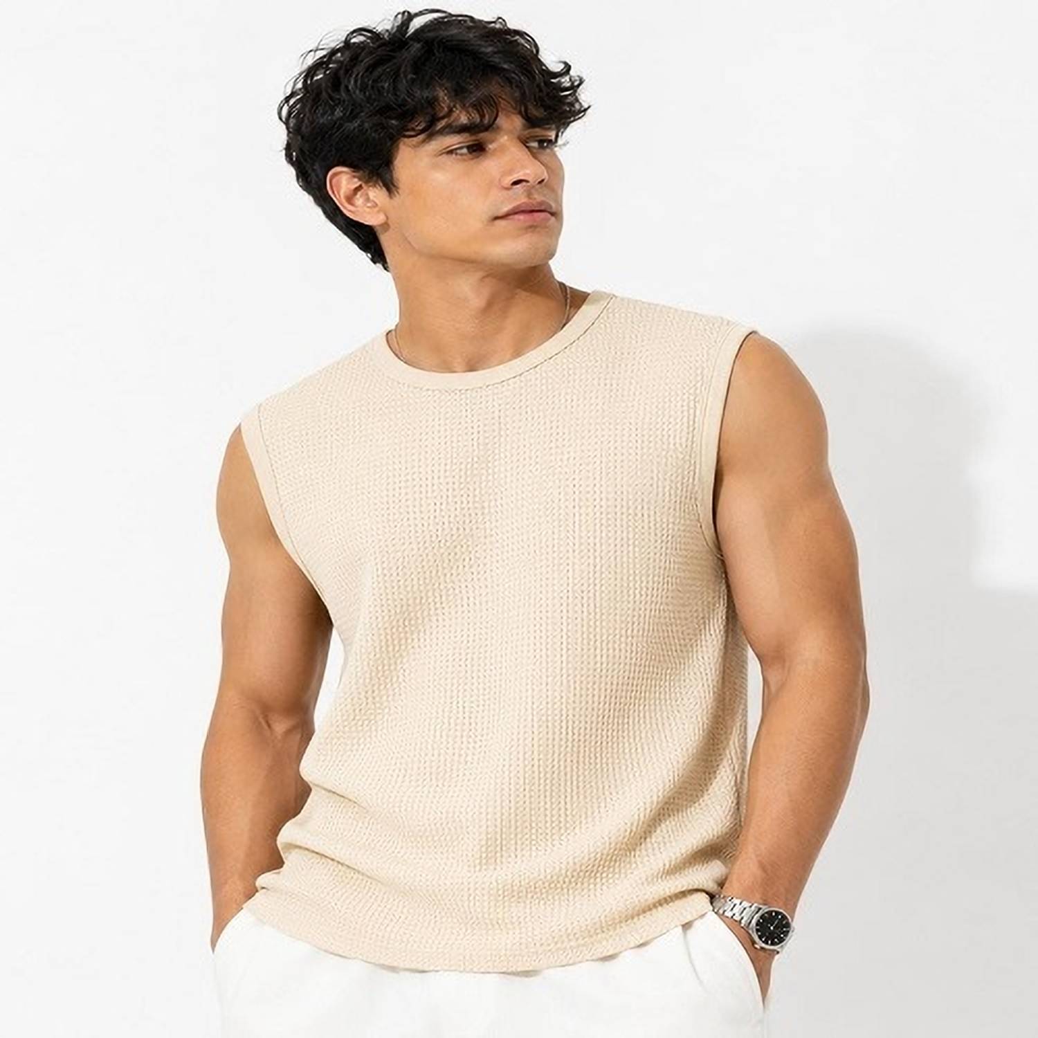 VISEWISH Pack of 2 Textured Muscle Summer Men Vest - Image 4