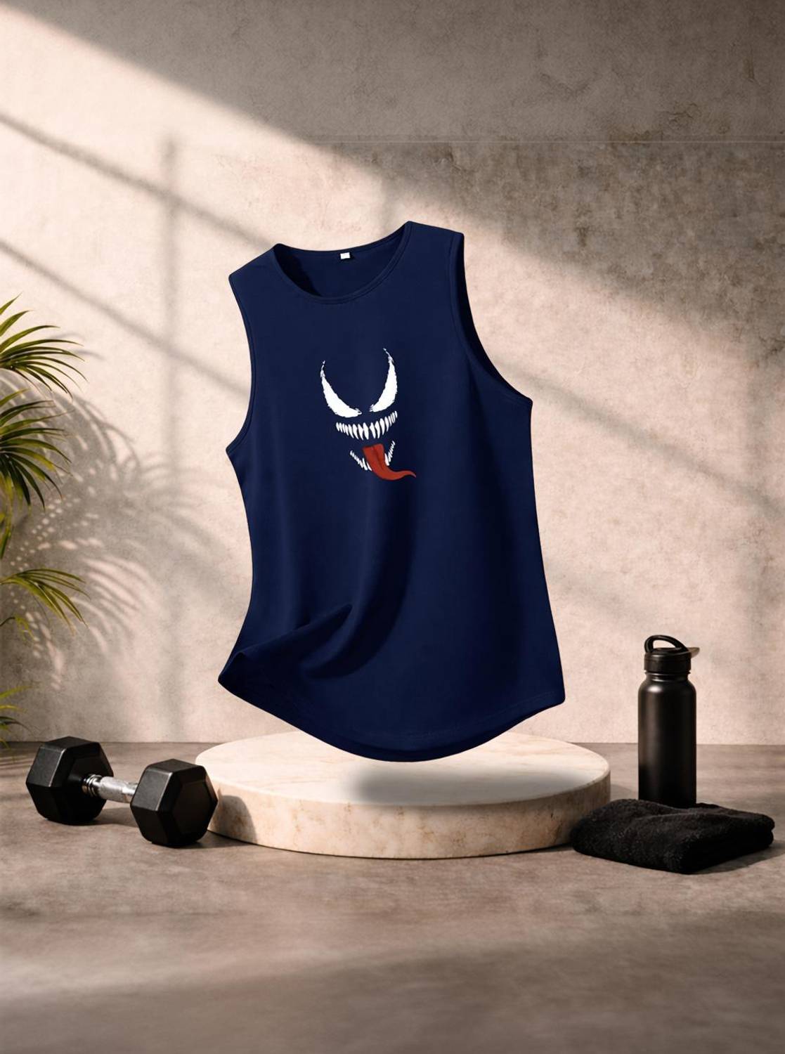 Boxman Printed Men Round Neck Dark Blue T-Shirt