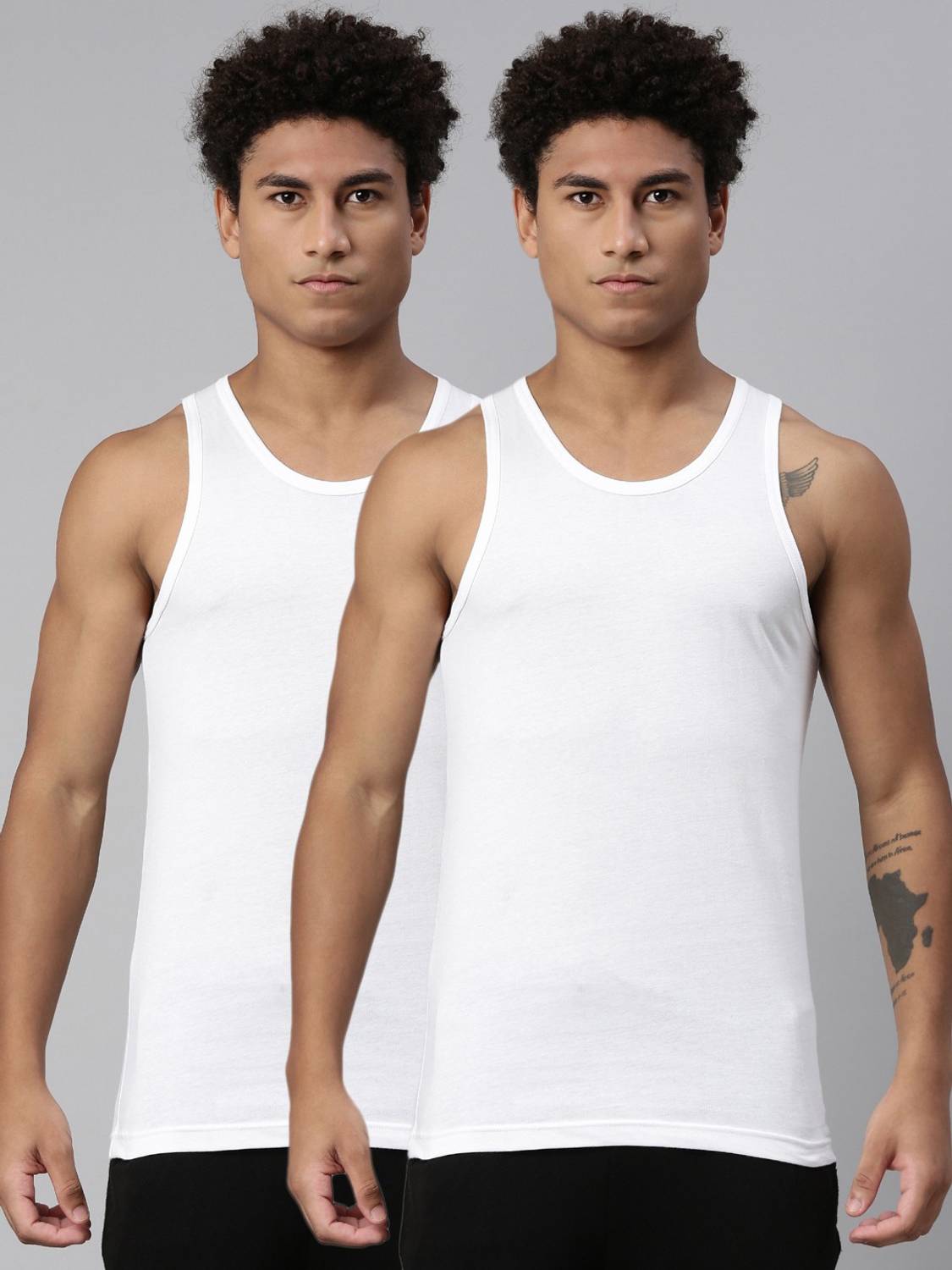 LEVI'S Pack of 2 012 Rib 100% Cotton Solid Vest Snug fit with Eas