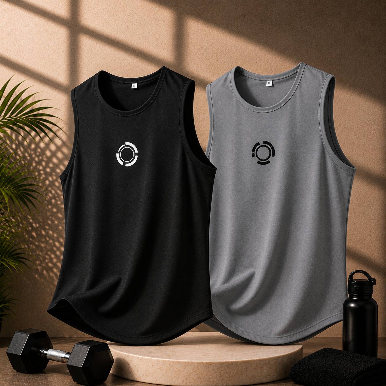 UNIVAAN Men Black, Grey T-Shirt Pack of 2 - Image 1