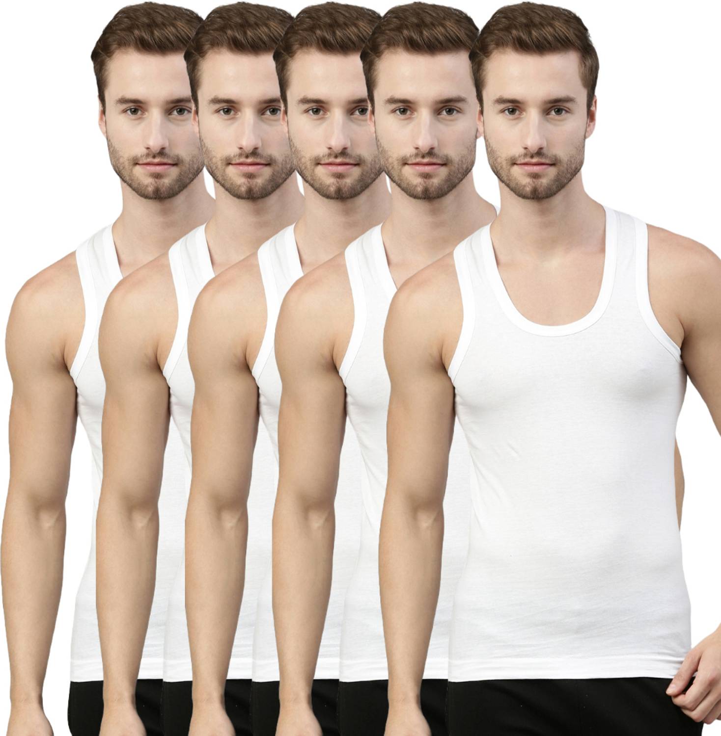 Dixcy Scott Originals Pack of 5 100% Combed Cotton White Men Vest