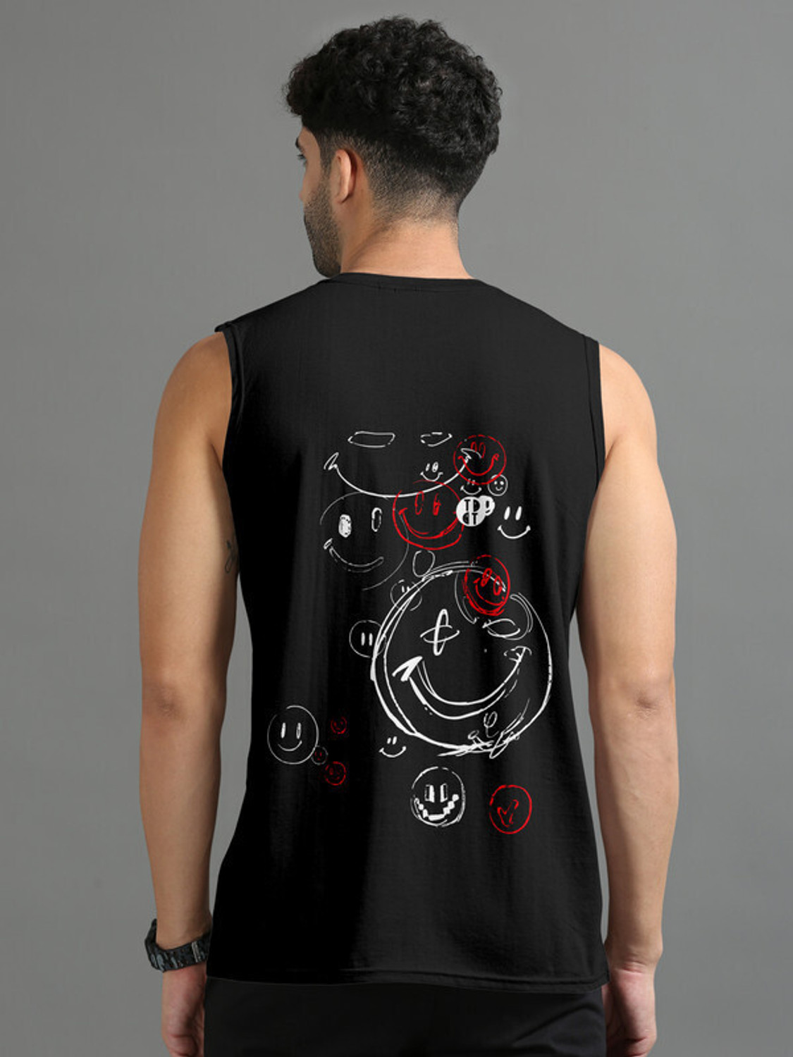 Image of Trend Twist Printed Men Scoop Neck Black T-Shirt