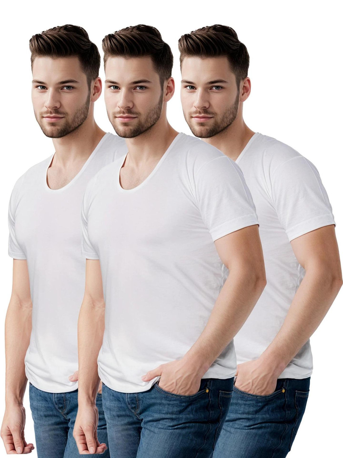 Image of COSCO Pack of 3 COSCO ABALA RNS 100% Combed Cotton White Half Sleeve Baniyan Ganji Men Vest