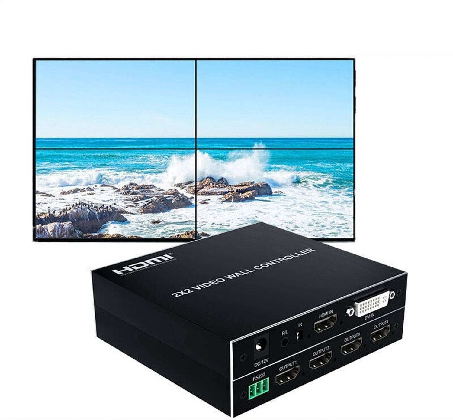microware 1080P 2x2 Video Wall Controller 2x2 Screen Video Contro