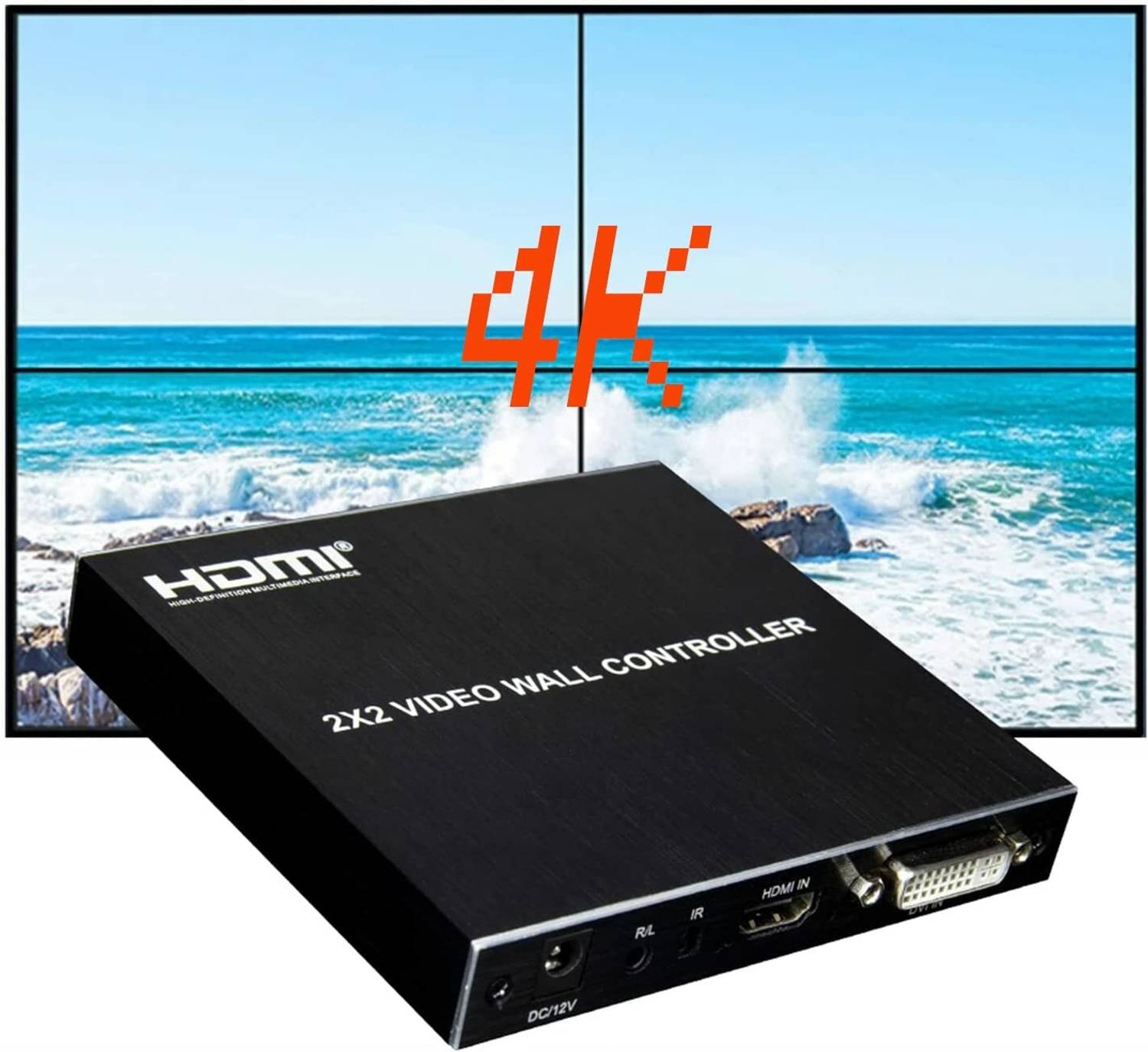 microware 2x2 HDMI Video Wall Controller Multi Screen 4 TV Splici