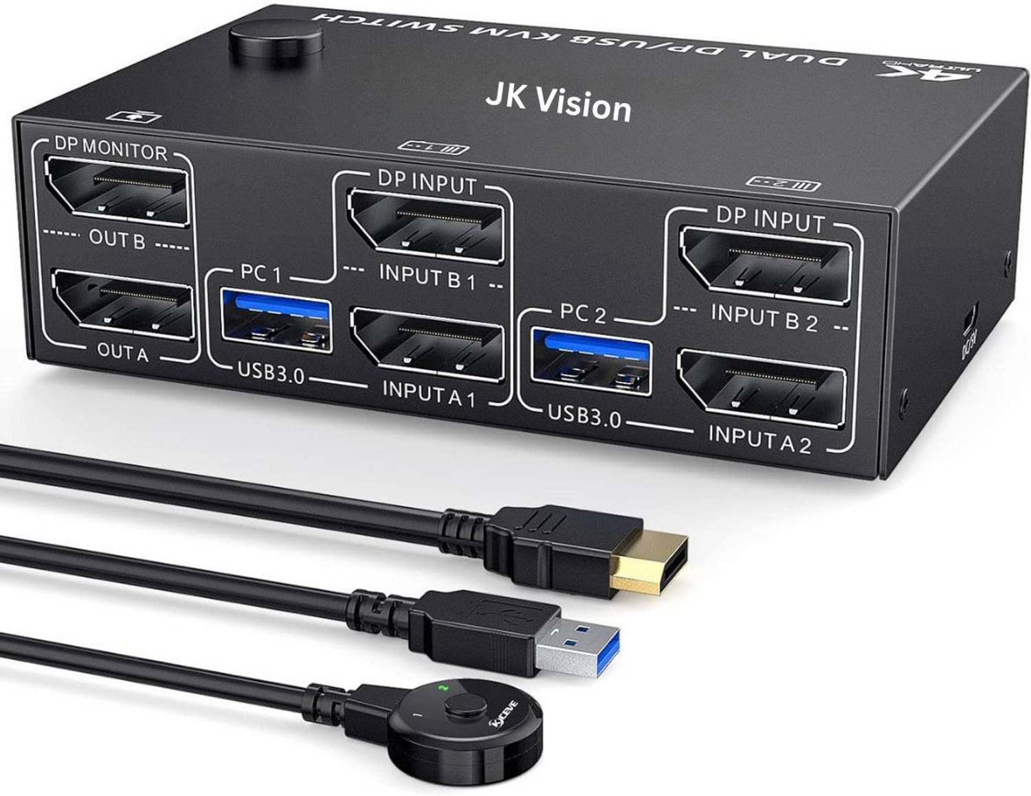 JK Vision KVM Switch 2 Computer 2 Monitors, USB 3.0 Vision Dual M