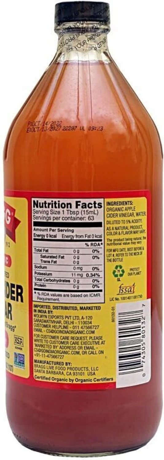 Image of BRAGG Raw Unfiltered the Mother Apple Cider Vinegar, Vinegar