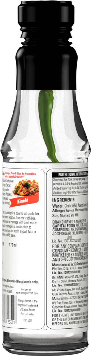Image of Ching's Secret White Vinegar, With Green Jwala Chilli, Bold & Intense Vinegar