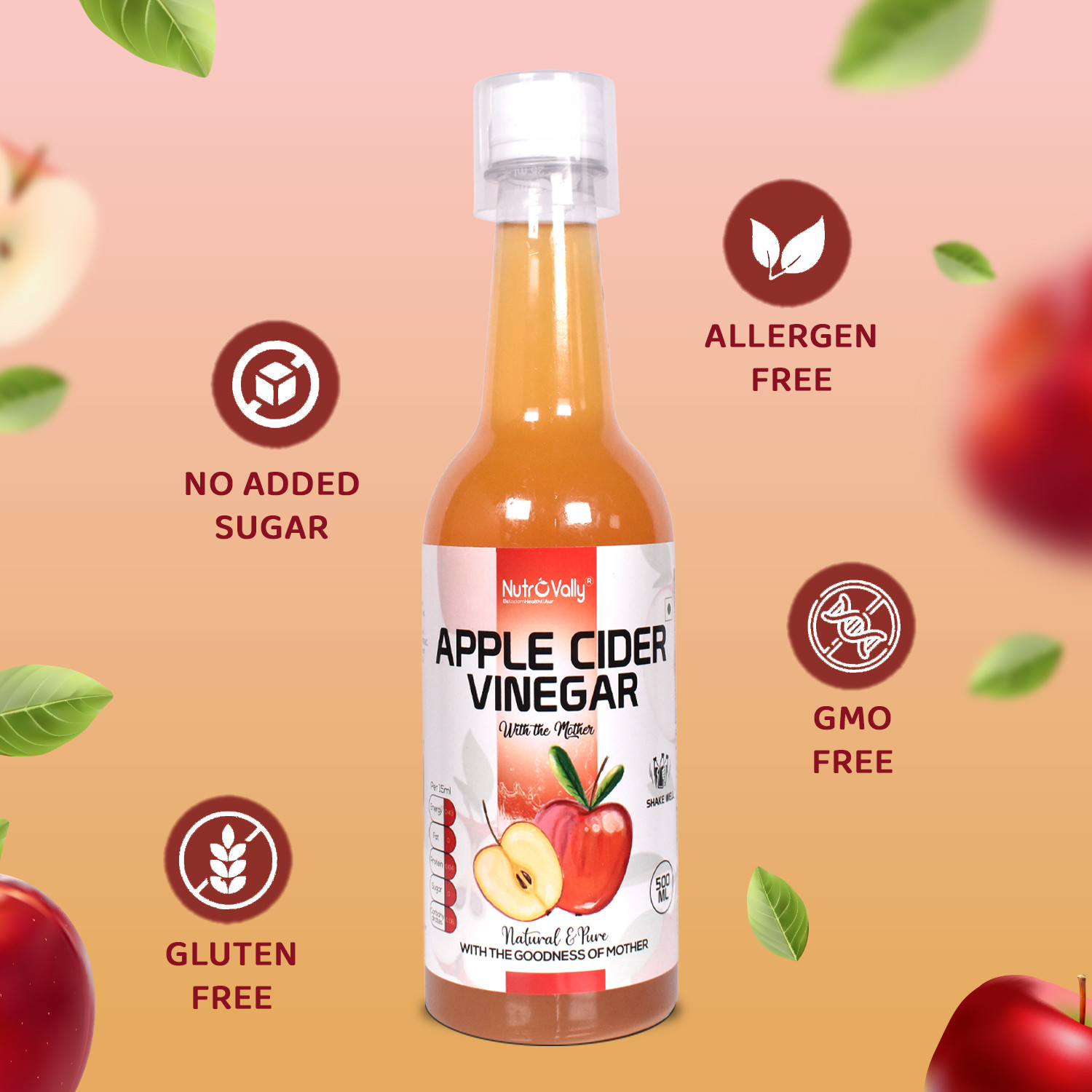 Image of NutroVally apple cider or weight loss with Mother of Vinegar