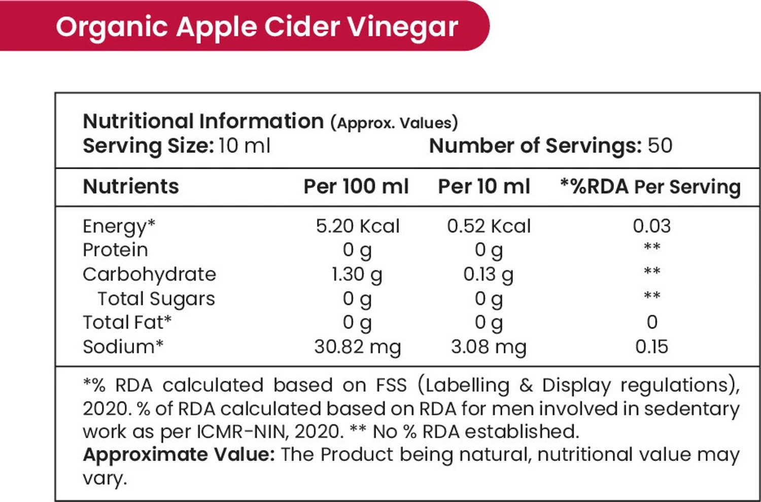 Image of TATA 1mg Organic Apple Cider Vinegar with the Mother of Vinegar Vinegar