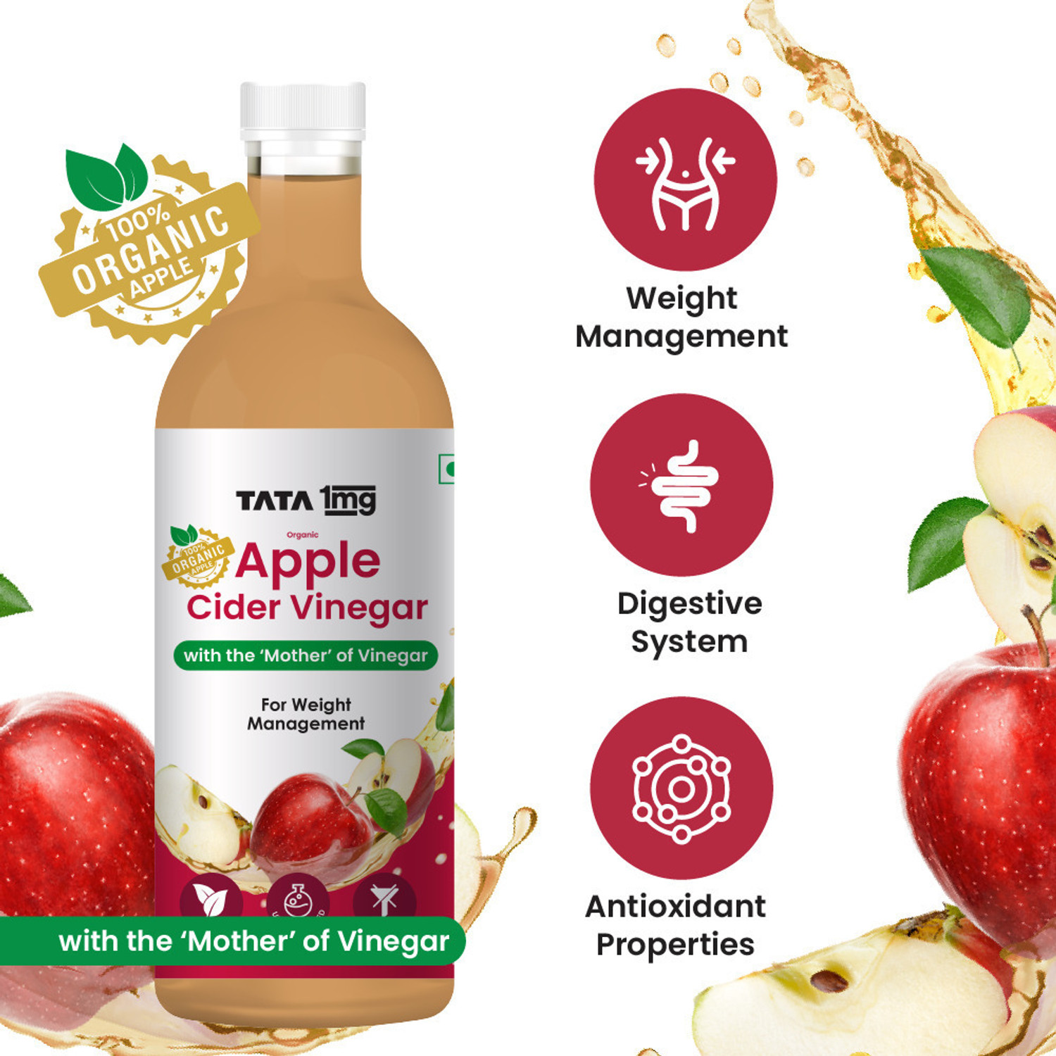 Image of TATA 1mg Organic Apple Cider Vinegar with the Mother of Vinegar Vinegar