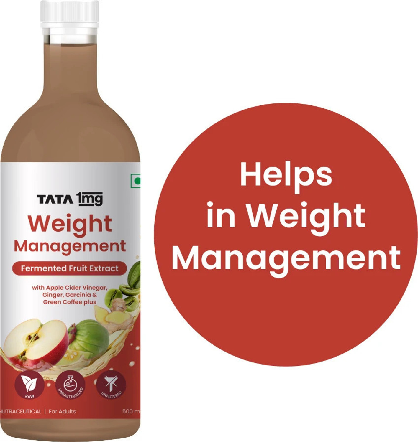 Image of TATA 1mg Weight Management Juice with Green Coffee, Ginger, & Apple Cider Vinegar Vinegar