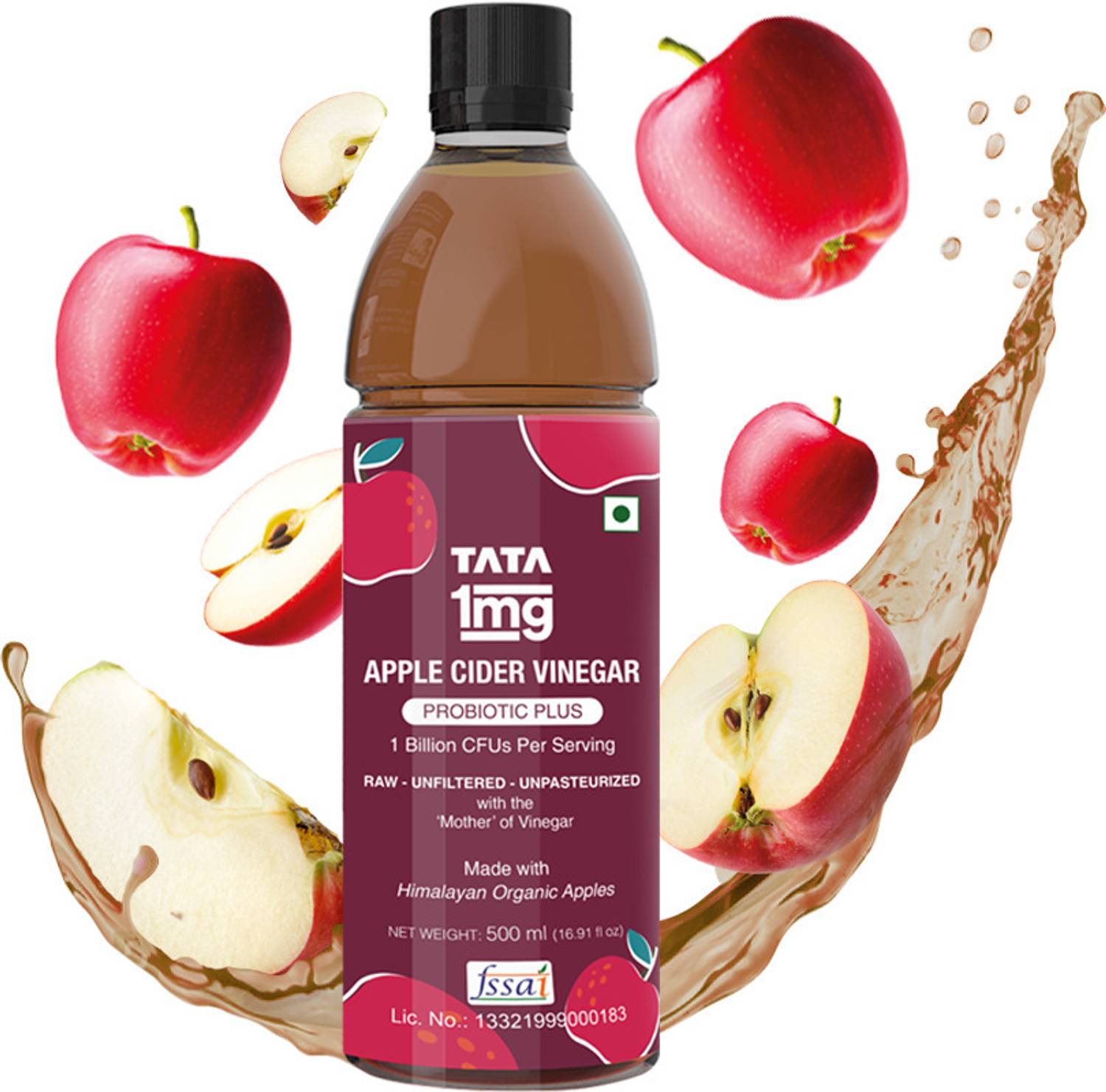TATA 1mg Apple Cider Vinegar ACV Probiotic Plus Vinegar (500 ml)