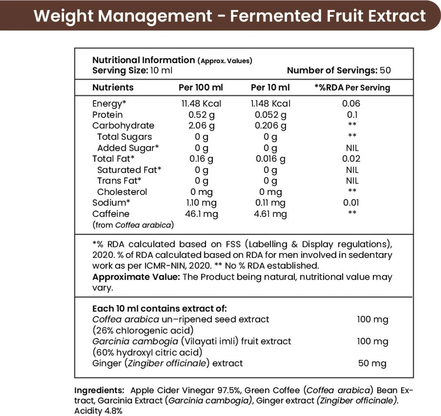 Image of TATA 1mg Weight Management Juice with Green Coffee, Ginger, & Apple Cider Vinegar Vinegar