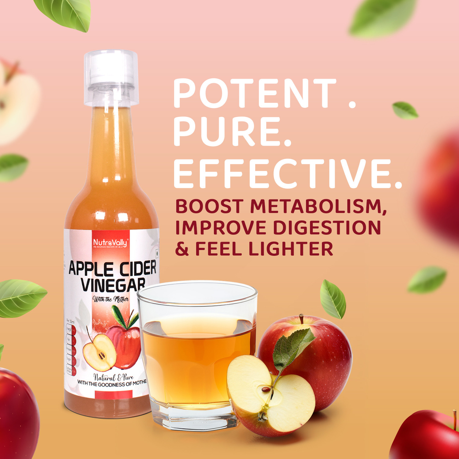 Image of NutroVally apple cider vinegar for weight loss with Mother Vinegar