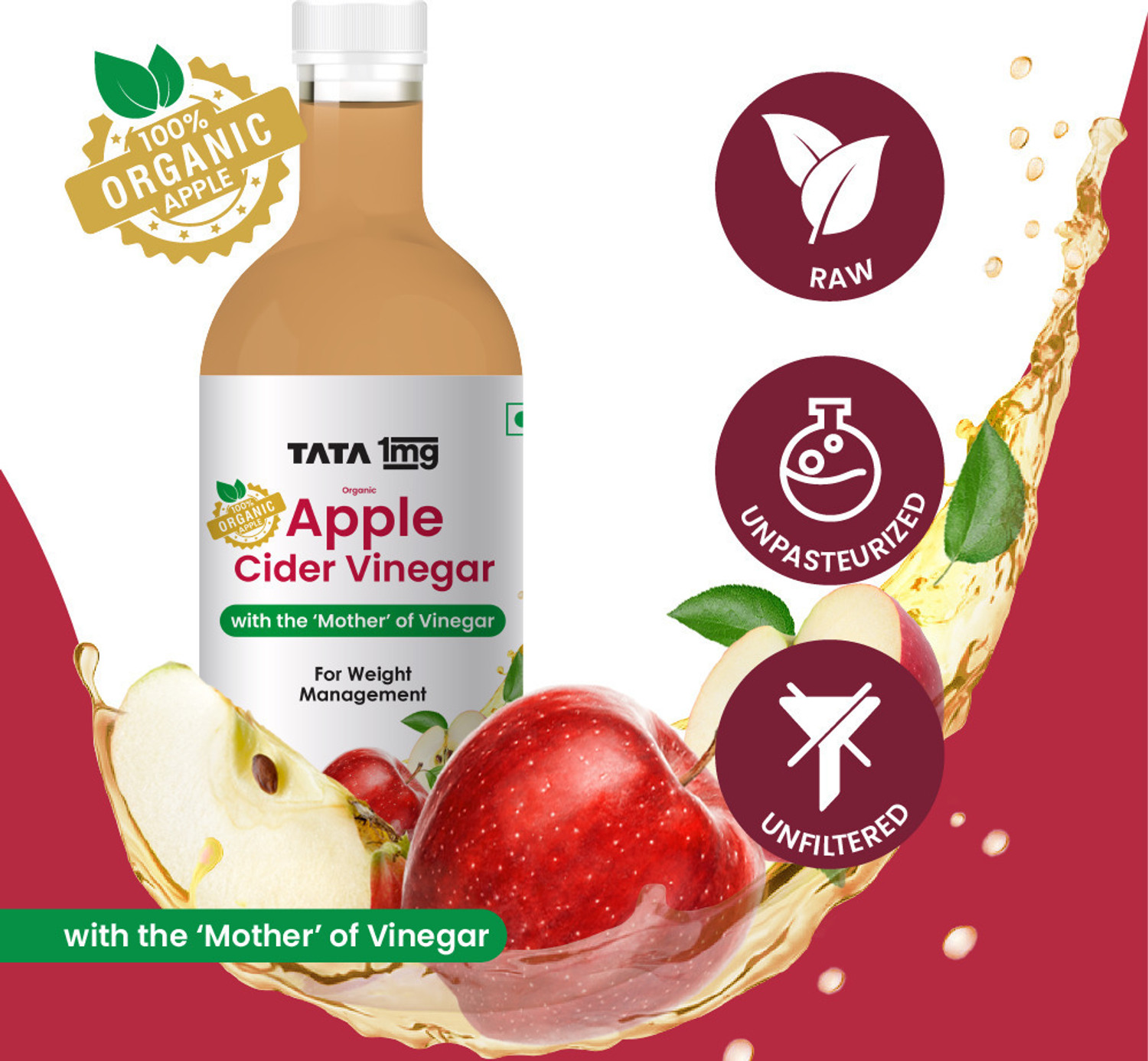 Image of TATA 1mg Organic Apple Cider Vinegar with the Mother of Vinegar Vinegar