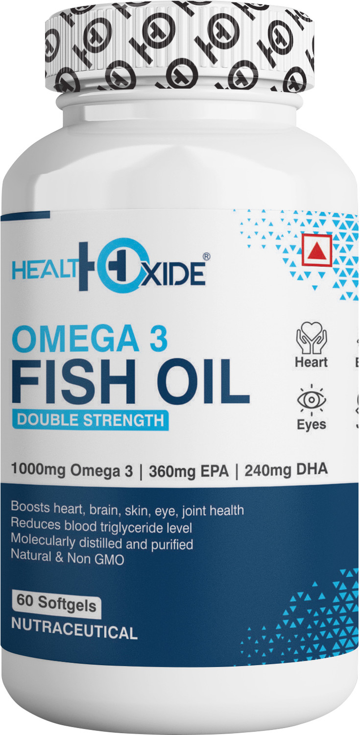 Image of HEALTHOXIDE Omega 3 Fish Oil 1000 mg(360 mg EPA & 240 mg DHA) for brain, heart and eye health.
