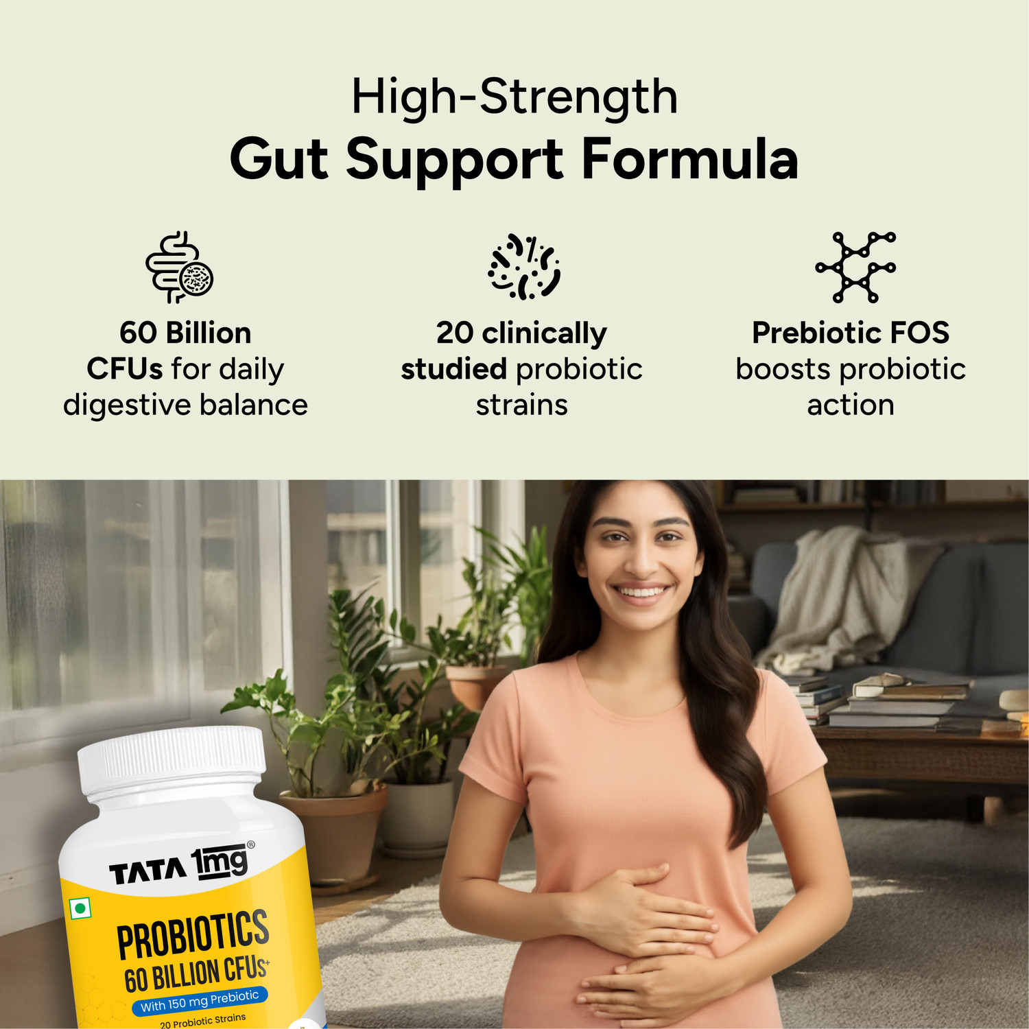 Image of TATA 1mg Probiotics 60B CFU with 20 Strains & 150 mg Prebiotic