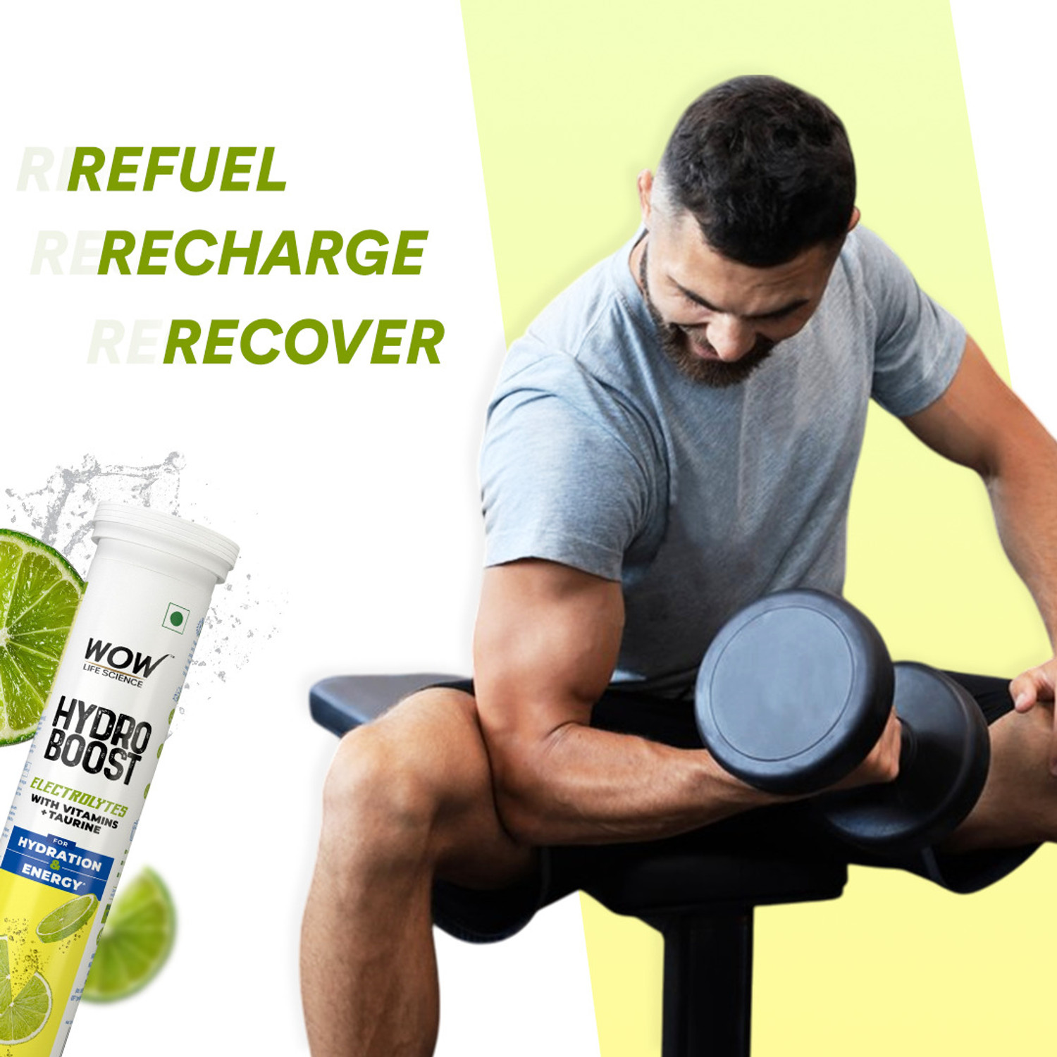 Image of WOW Life Science Hydroboost Electrolytes Low Sugar Energy Drink |Instant Hydration|Lemon Flavour