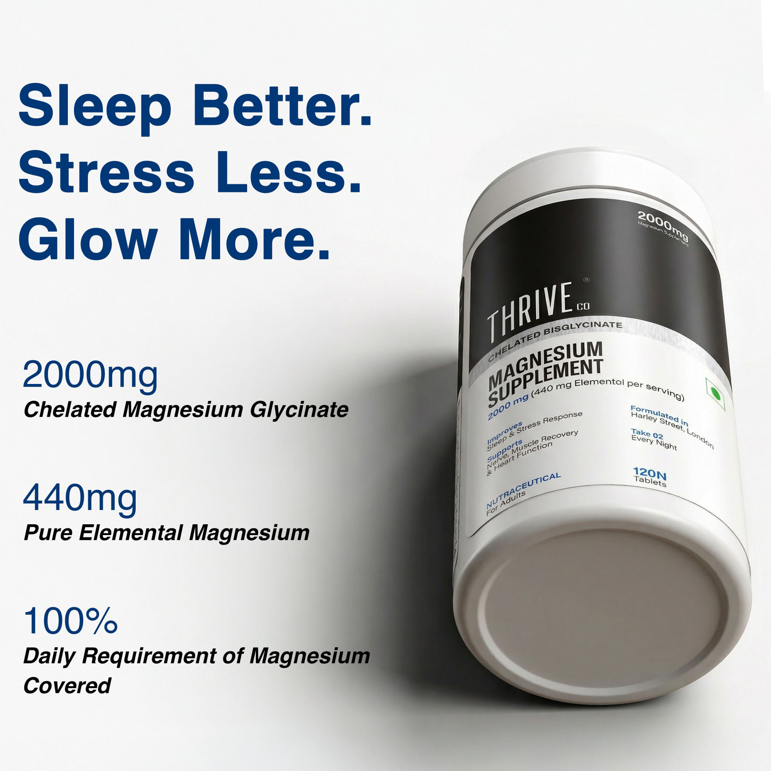 Image of ThriveCo Chelated Magnesium Bisglycinate Supplement | Sleep, Stress & Muscle Support
