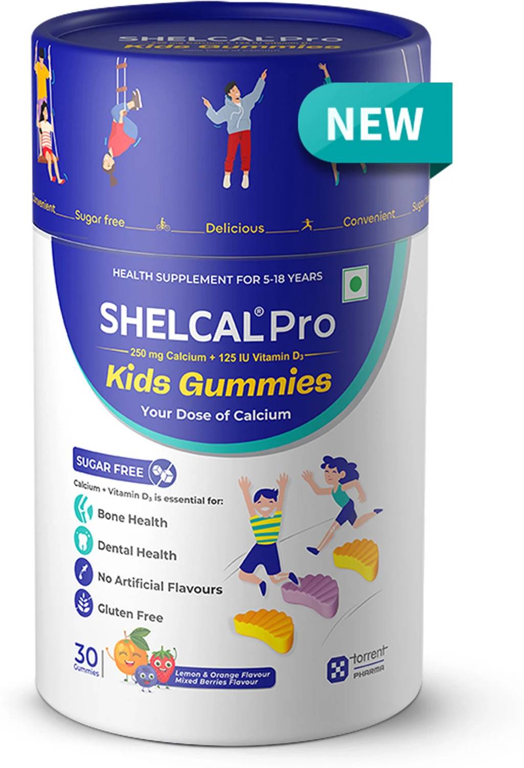 Shelcal Pro Kids Sugar Free Calcium Gummies Ca & Vit D3 for Bon