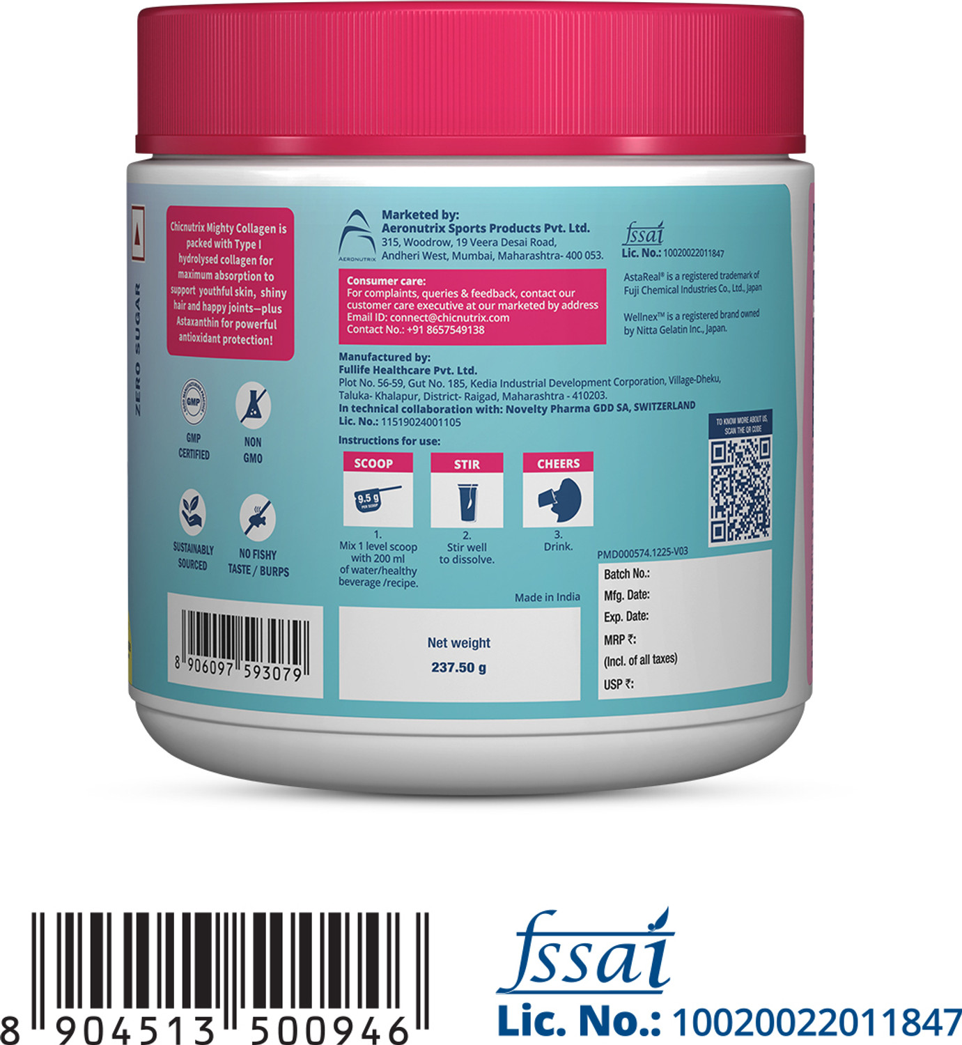 Image of Chicnutrix Marine Collagen Powder| 8g Japanese Collagen + Astaxanthin| 0 Sugar