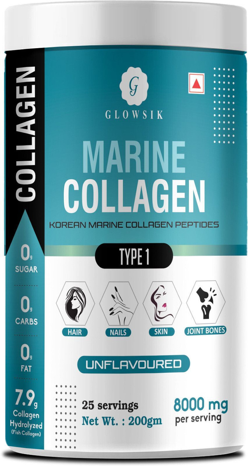 Image of G GLOWSIK Korean Marine Collagen Powder Hydrolyzed Collagen for Glow & Healthy Skin , Hair