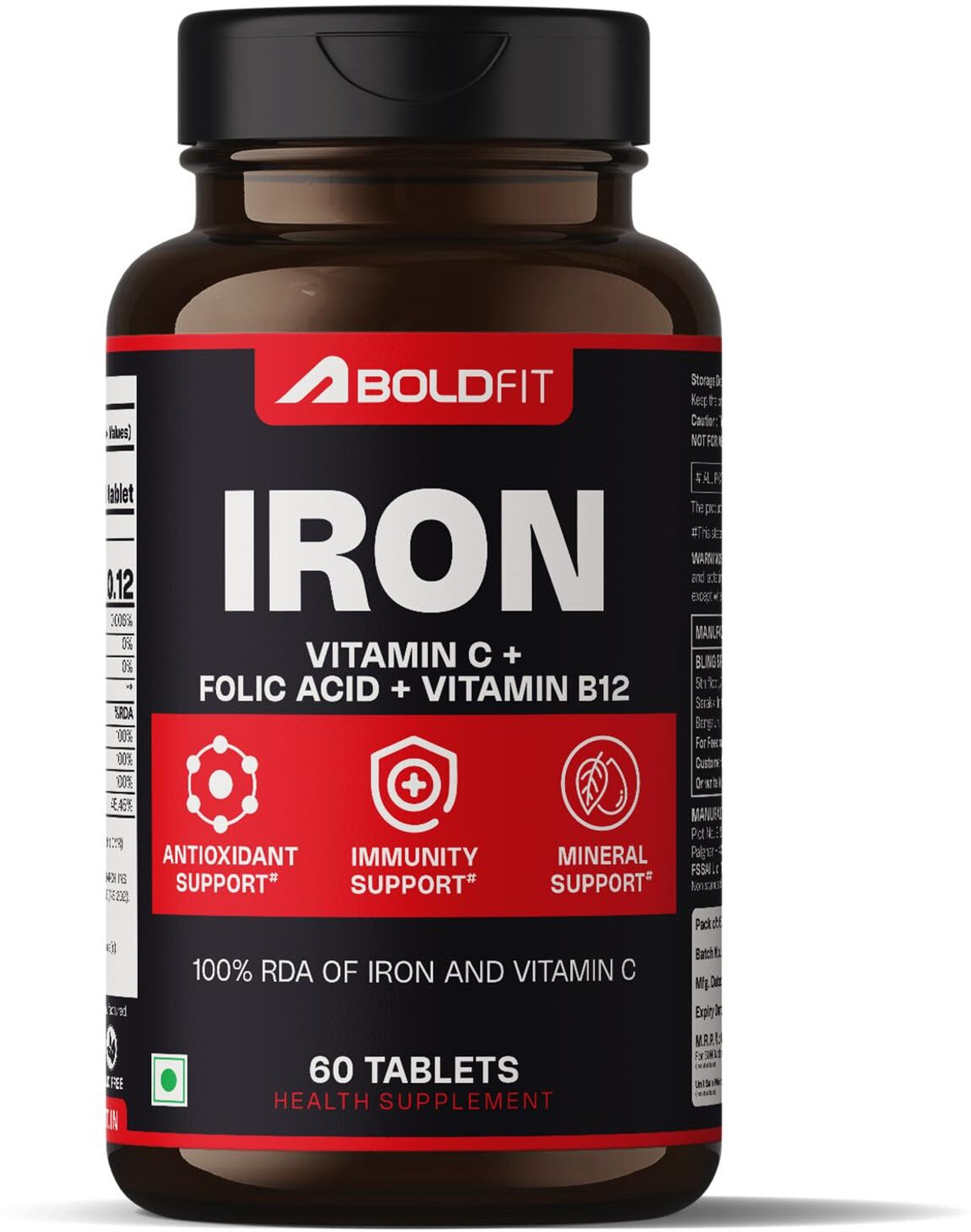 Image of BOLDFIT Iron supplement for women & Men with Vitamin c, folic acid & Vitamin B12