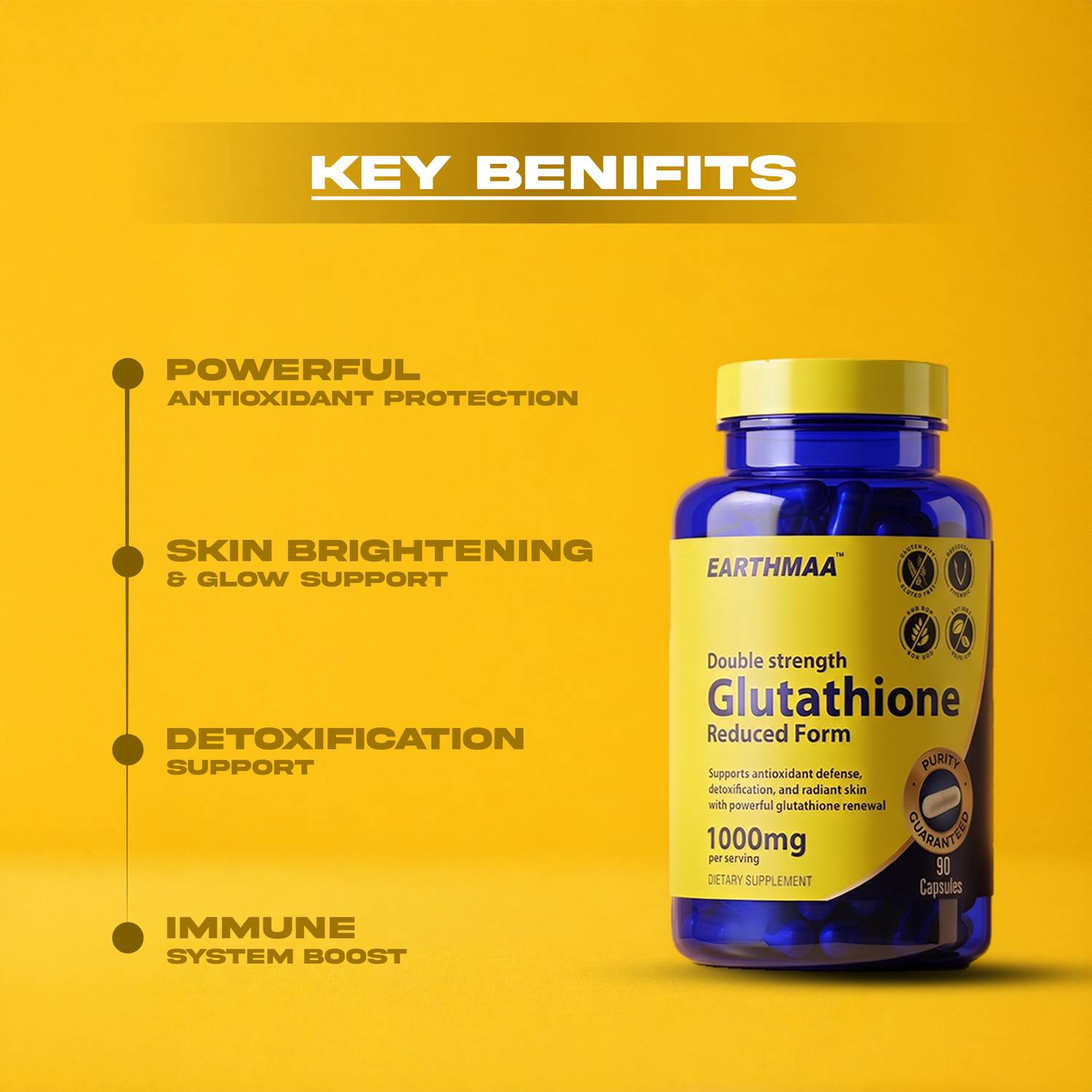glutathione 1000mg in strength earthmaa Double Strenght Glutathione 1000mg Reduced Antioxidant Glowing  Skin Radiant Skin Price in India