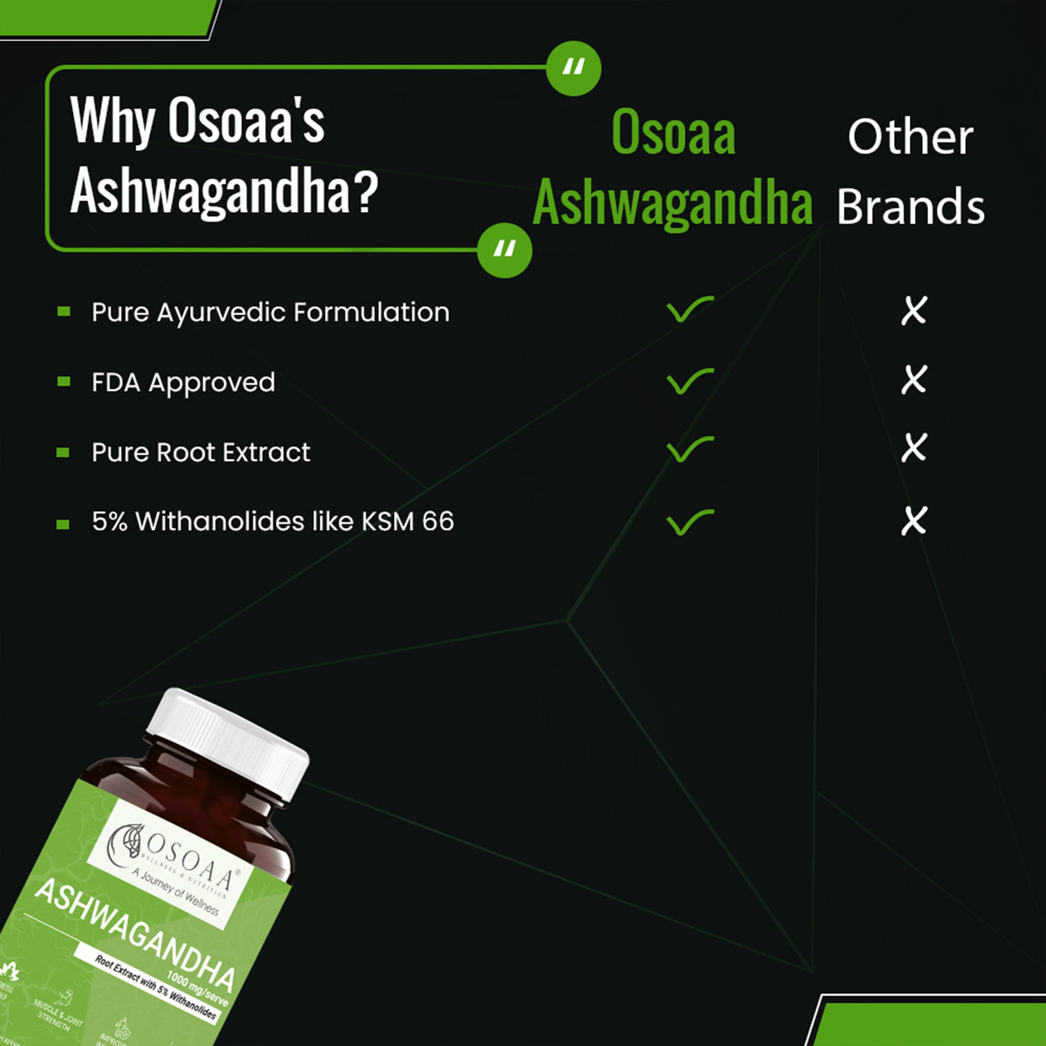 Image of Osoaa Root Extract Ashwagandha with 5% Withanolides Ayurvedic Tablets Stress Relief