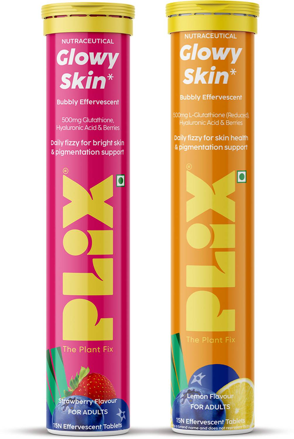 The Plant Fix Plix Glowy Skin Effervescent Tablets | With 500mg L- Glutathione | Strawberry & Lemon Price in India - Buy The Plant Fix Plix  Glowy Skin Effervescent Tablets | With 500mg