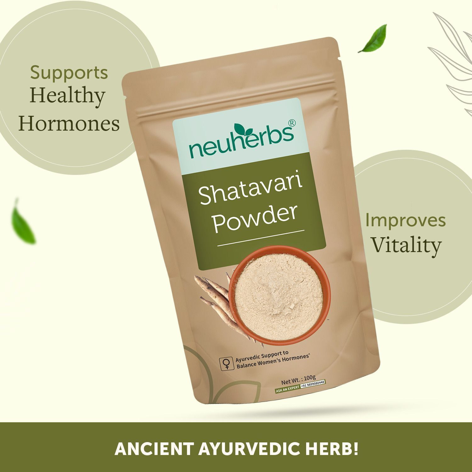 Image of Neuherbs Organic Shatavari Powder|Ayurvedic Care To Balance Women's Health|No Additives