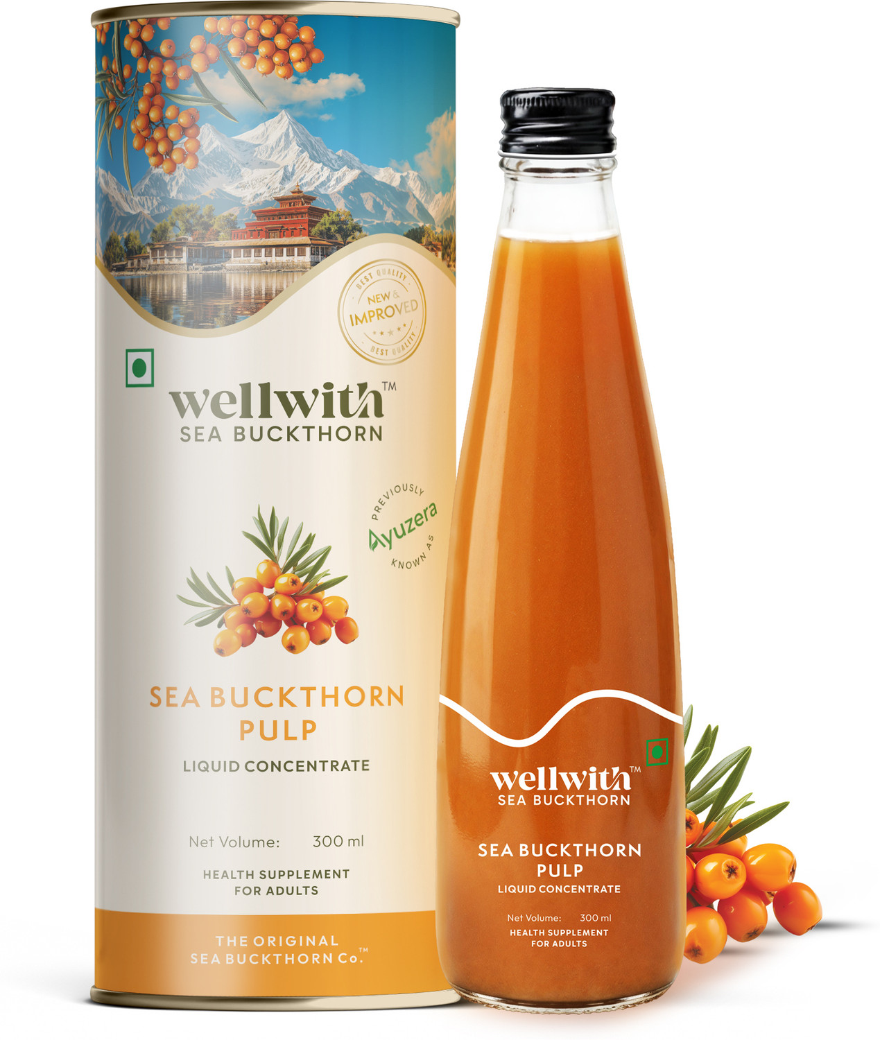 Image of Wellwith Sea Buckthorn Juice| Antioxidants, Vitamin C, Omega 3 6 7 9 | Seabuckthorn Juice