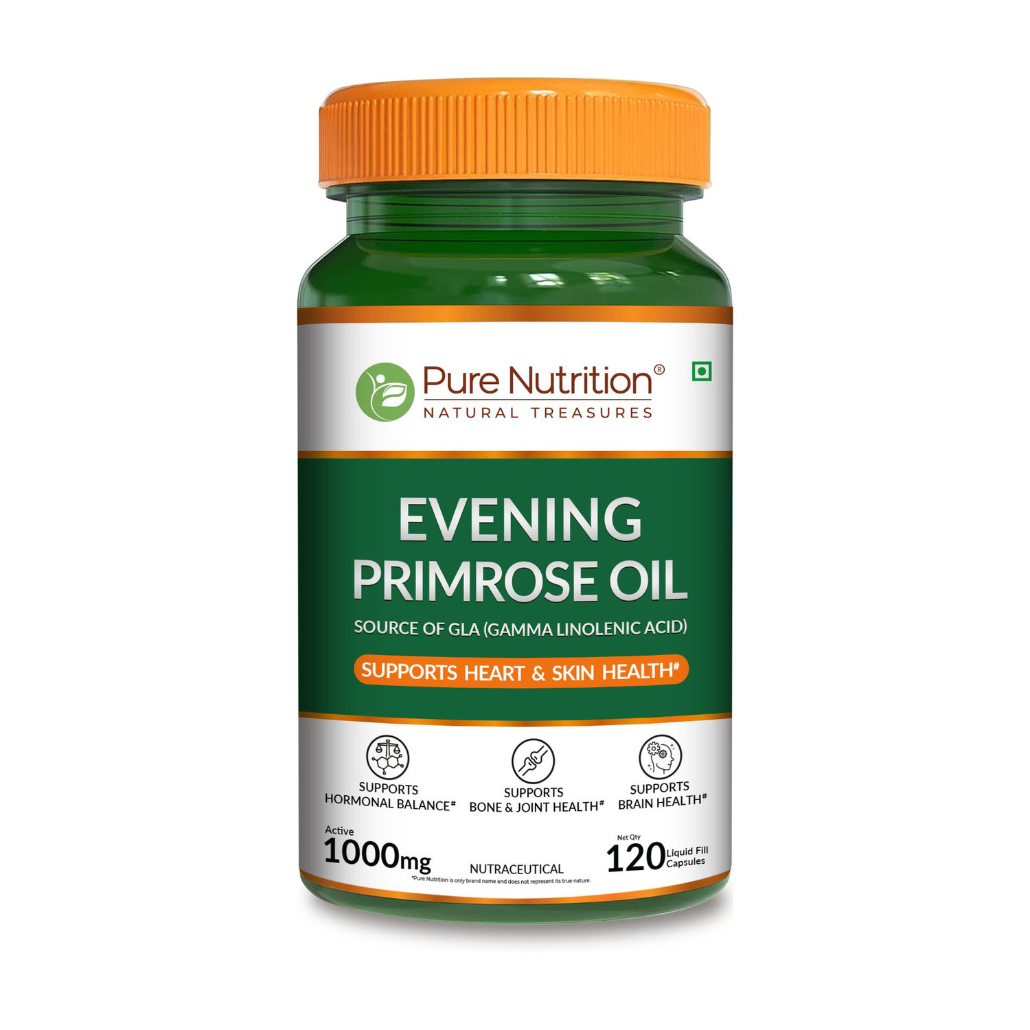 Image of Pure Nutrition Evening Primrose Oil 1000mg Capsules with GLA - Supports Skin & Hormonal Balance