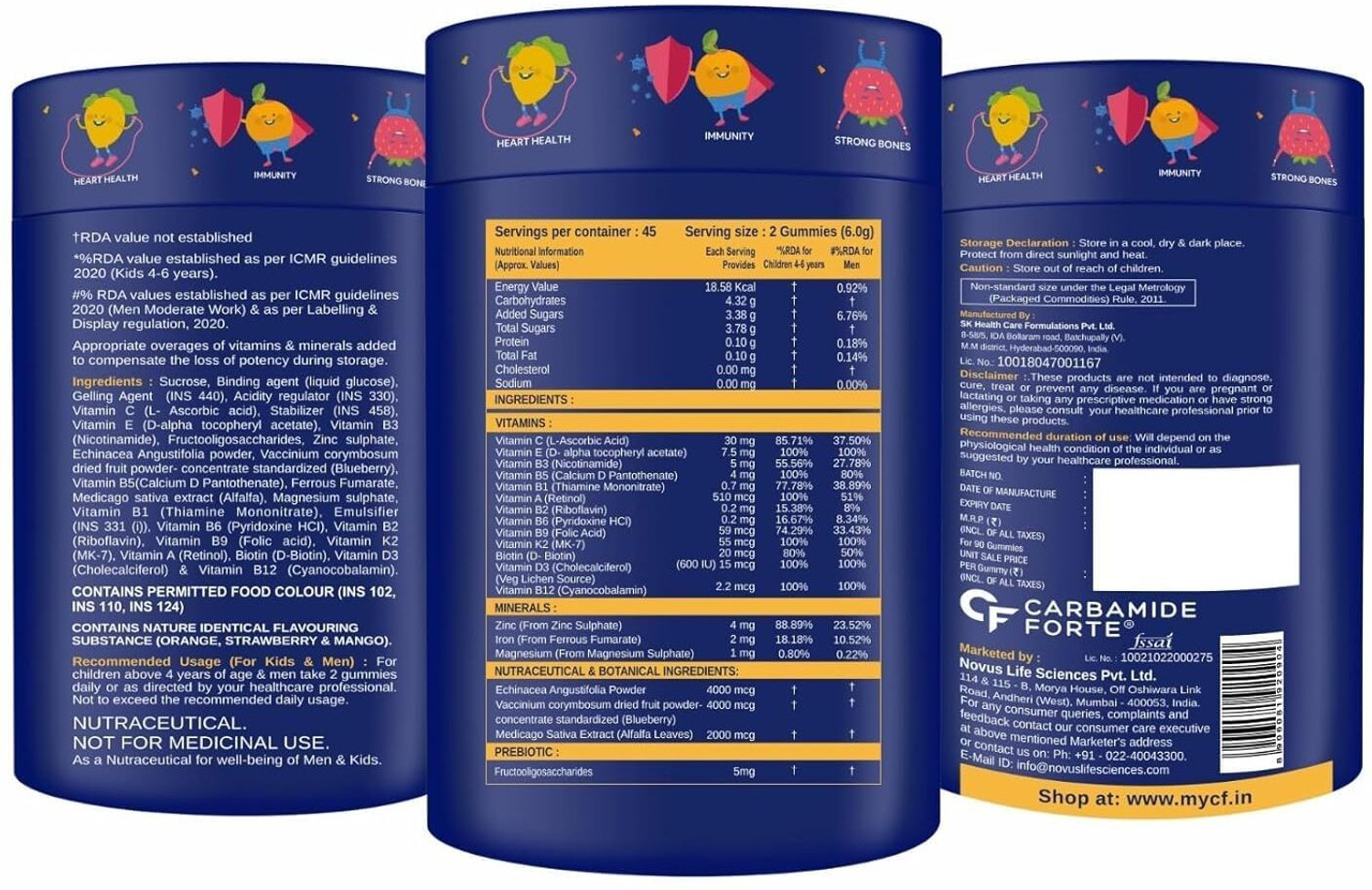 Image of CARBAMIDE FORTE Multivitamin Gummies for Kids & Adults with Superfoods & Prebiotics for Immunity