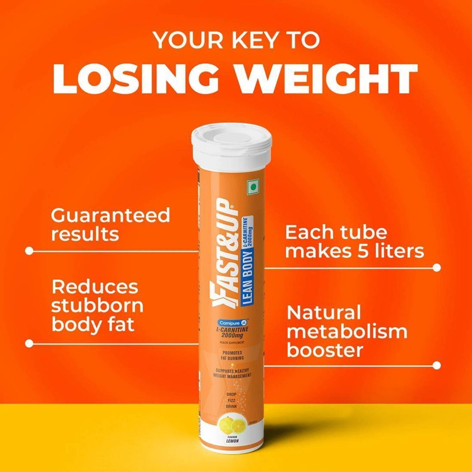 FAST&UP L-Carnitine Tartrate 2000mg, Helps Convert Fat into Energy, Lemon Flavor Price in India