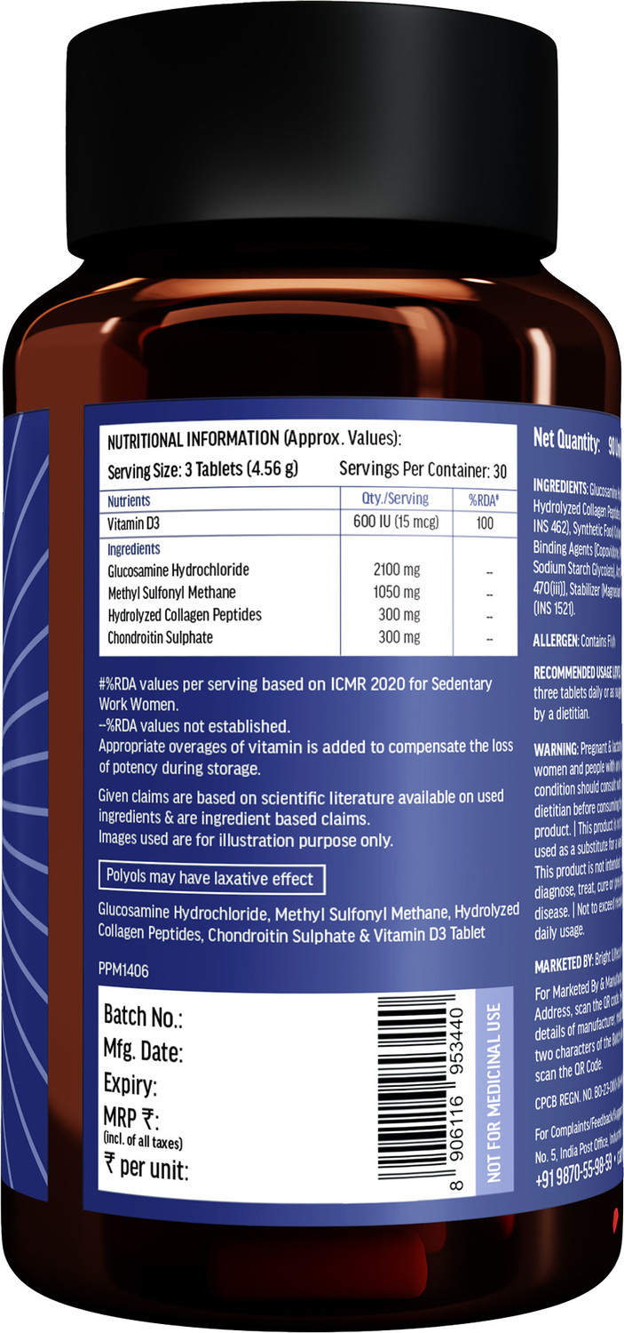 Image of hk vitals Glucosamine + Chondroitin & MSM | 3750mg with Collagen & Vitamin D3