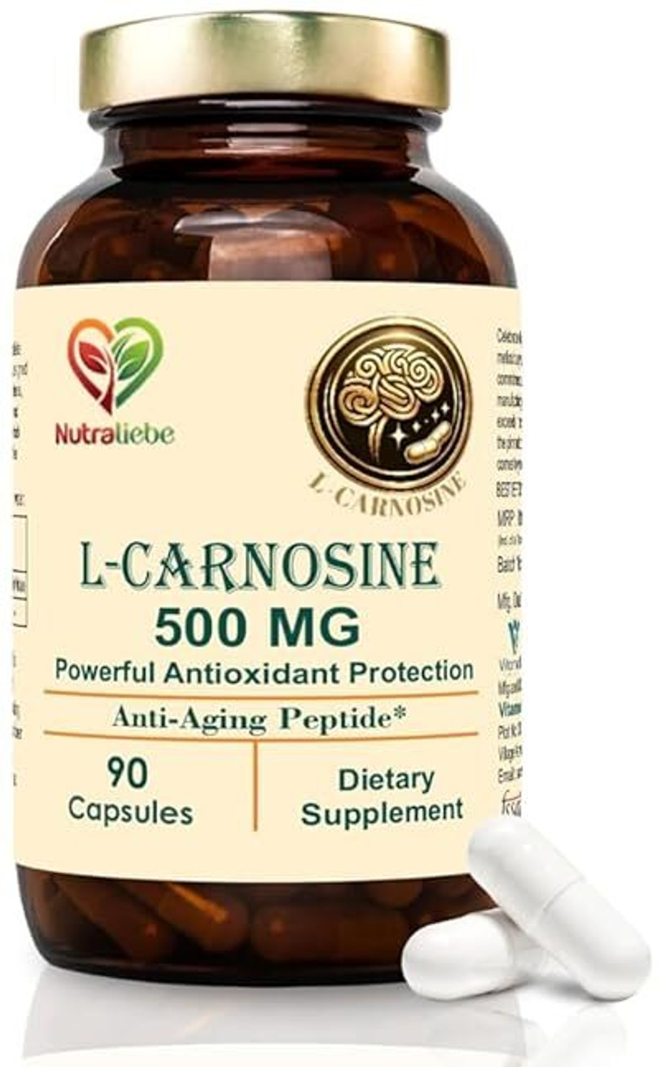 Image of Nutraliebe L-Carnosine 500mg - Premium Antioxidant and Anti-Aging Support