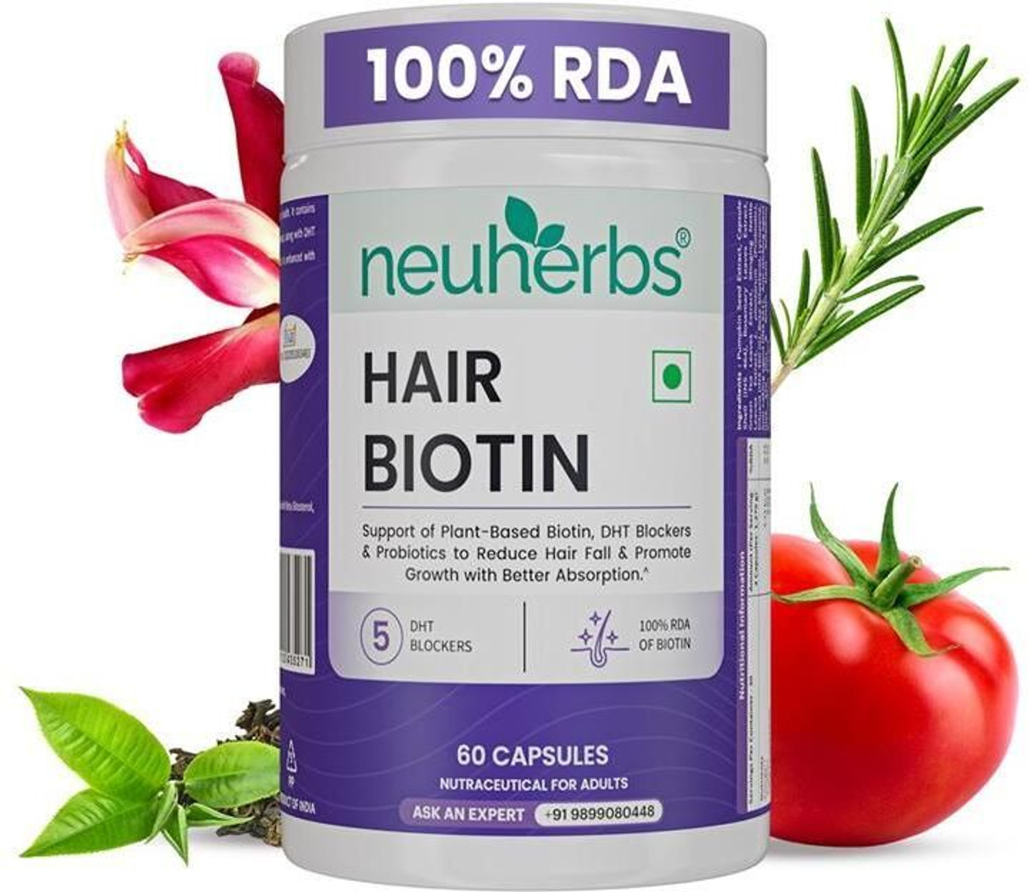 Image of Neuherbs Biotin for Hair Growth| DHT Blocker Supplement|Hair Fall Control & Damage Repair
